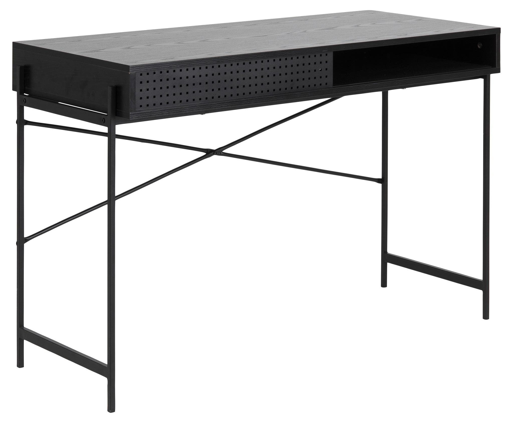 Psací stůl se vzpěrami ANGUS černý - černá, Moderní, kov/kompozitní dřevo (110/75/50cm)