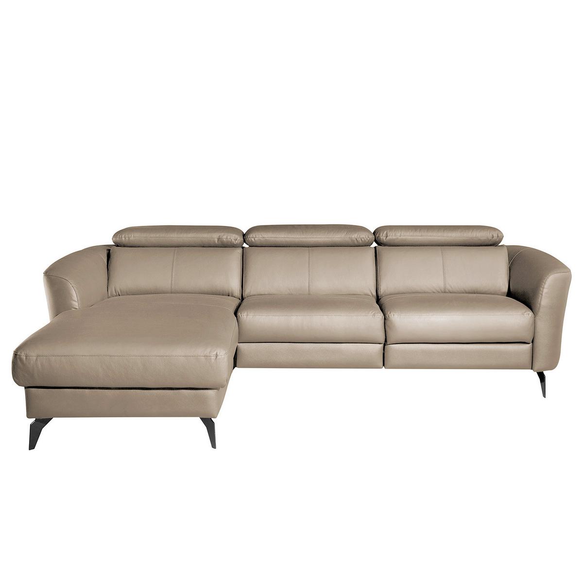 Ecksofa Berne Hellgrau S: 183x261 Cm - Hellgrau/Schwarz, Design, Leder/Textil (183/261cm) - Livetastic
