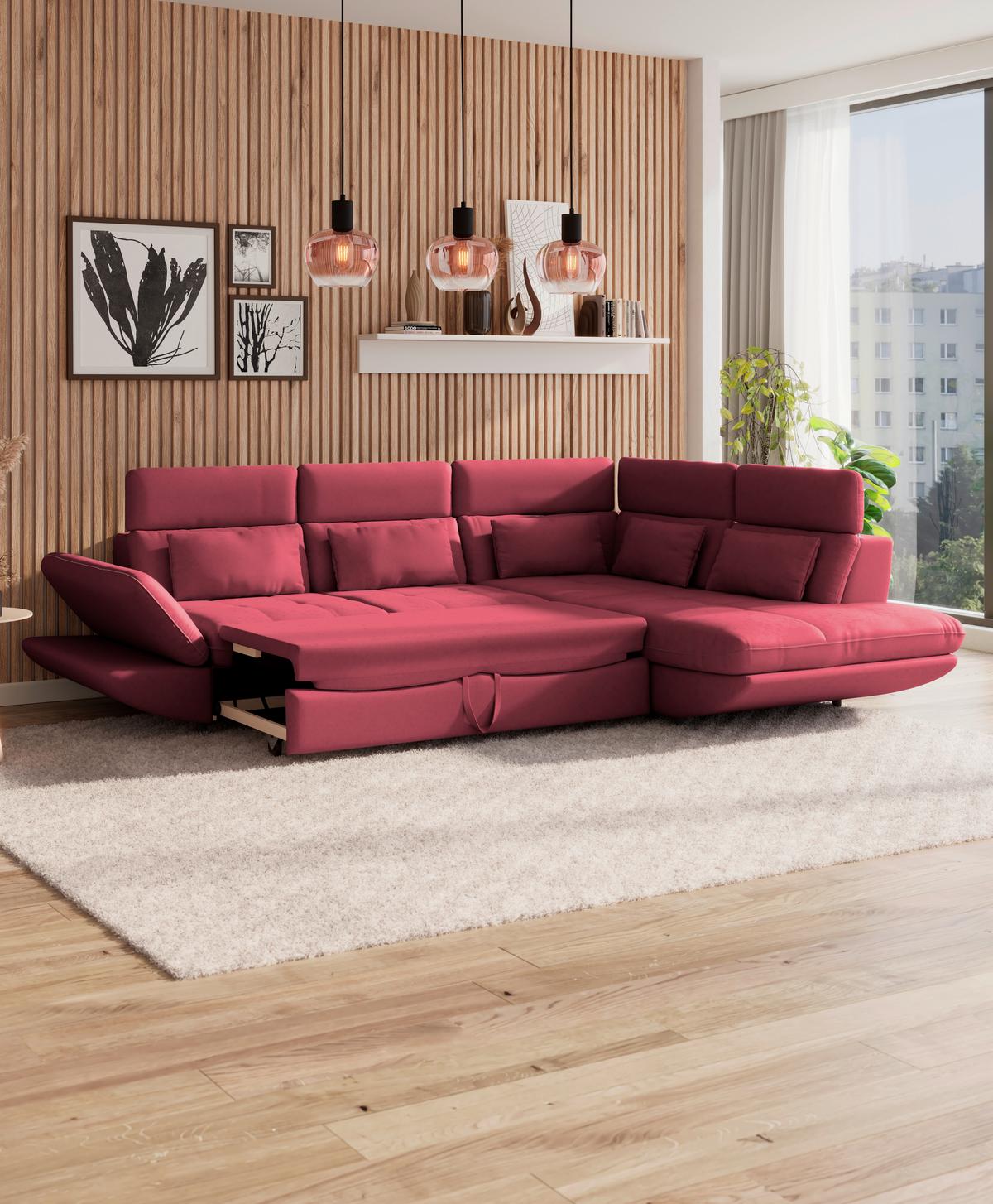 Wohnlandschaft Park - Koralle/Schwarz, MODERN, Textil (233/311cm) - Luca Bessoni