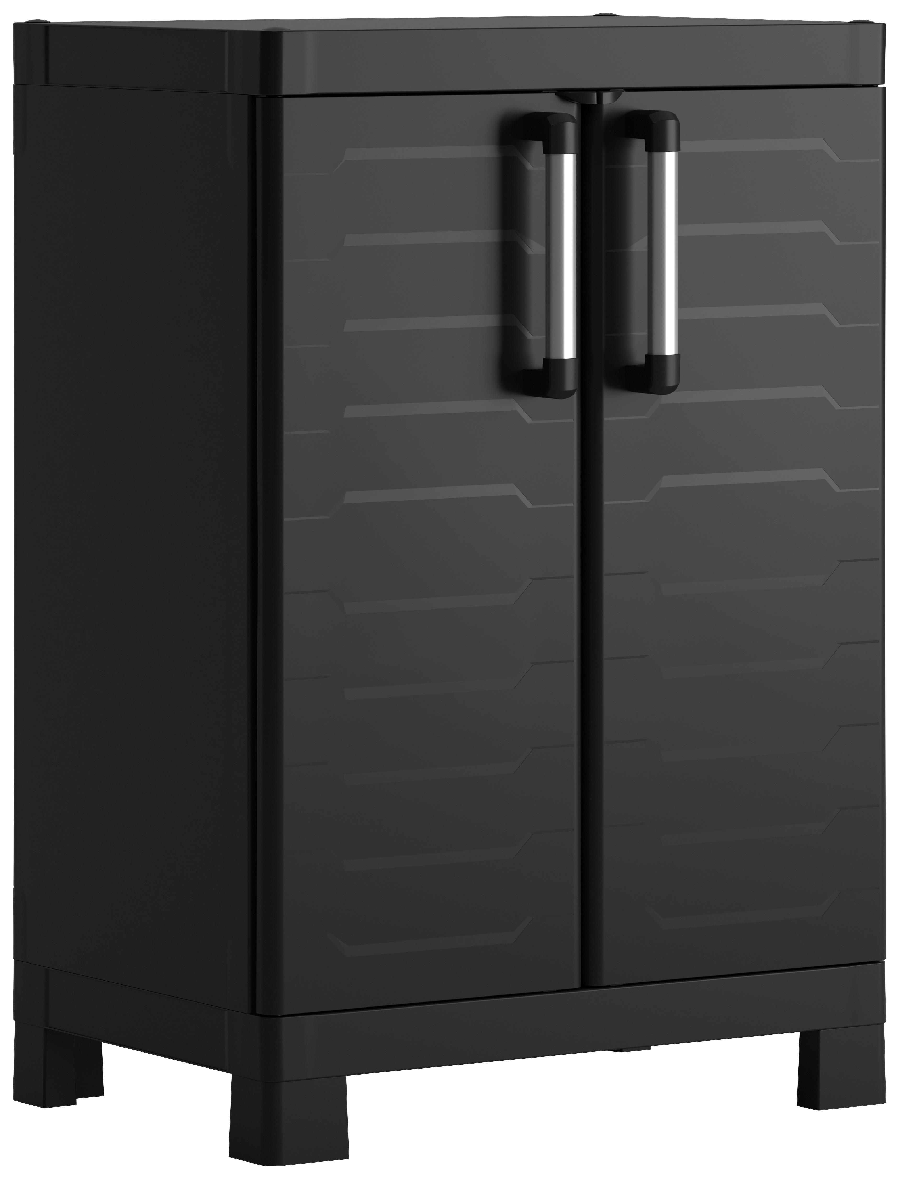 Werkzeugschrank E-COM Detroit Base B: 45 cm Schwarz - Schwarz, Design, Kunststoff (65/97/45cm) - Keter