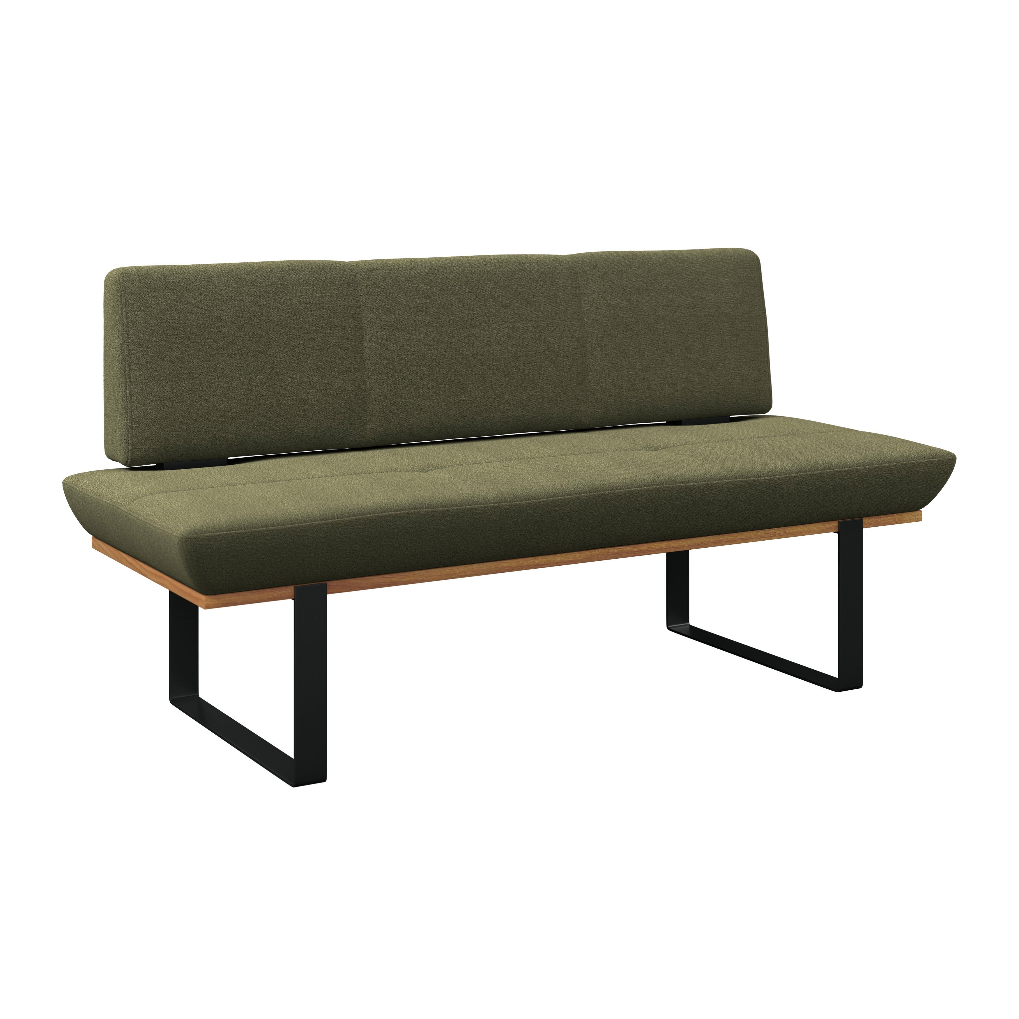 Sitzbank Tristan Webstoff grün, B: 170cm - Schwarz/Grün, MODERN, Holz/Textil (170/48/90cm) - James Wood