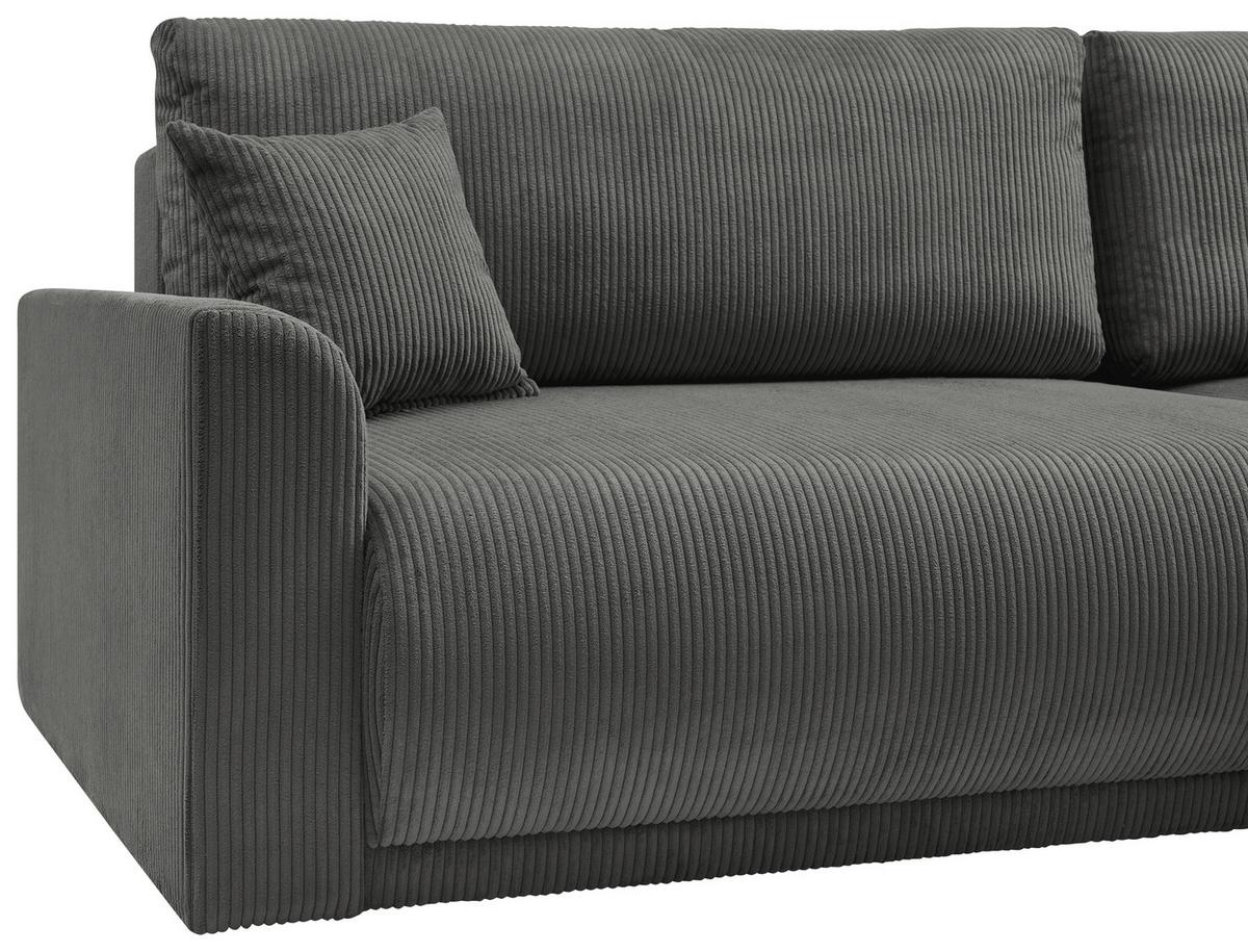 Rohová sedačka KIM L146, obojstr., tmavosivý menčester - tmavosivá, Modern, drevo (233/146cm)