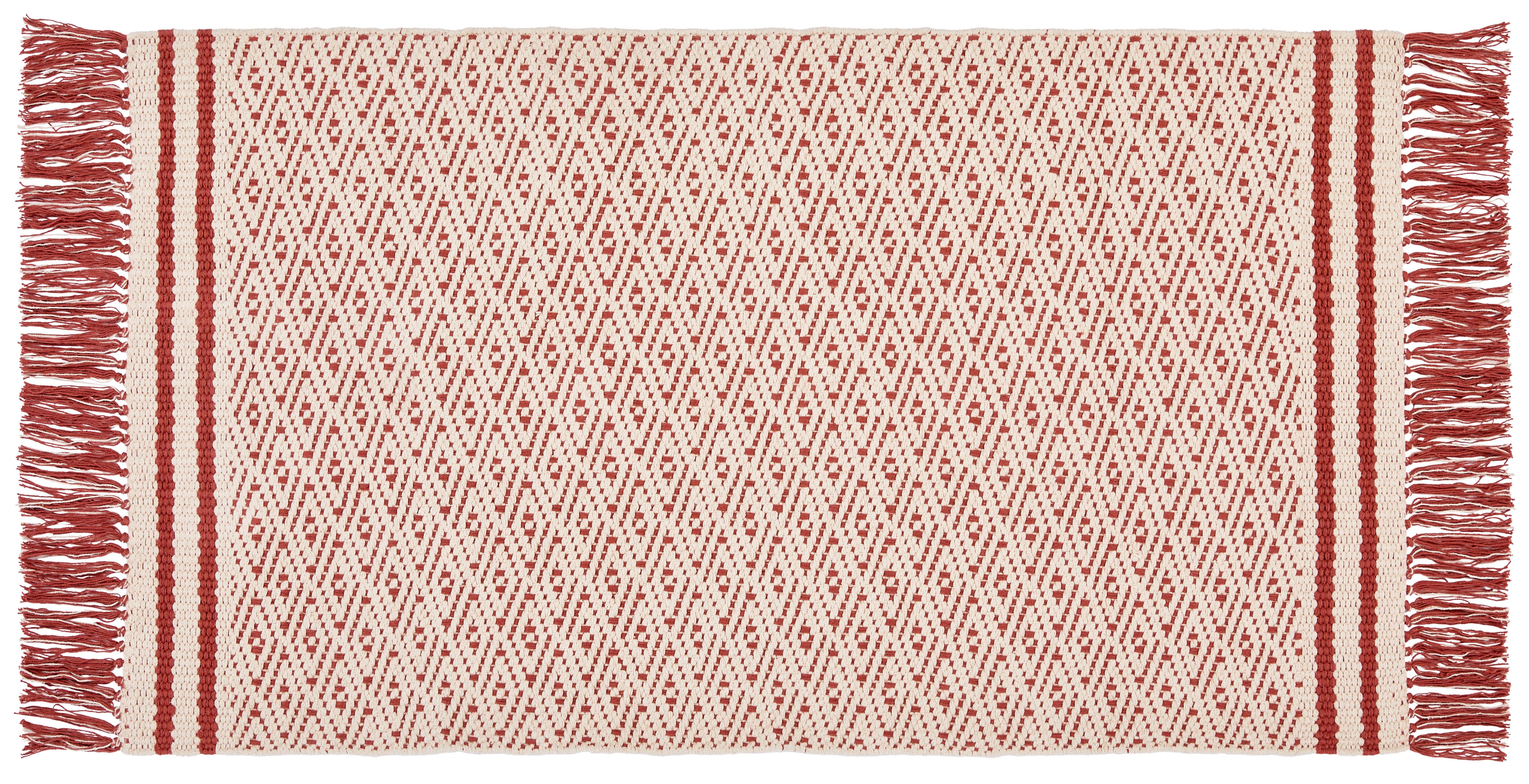 Teppich Vorleger Rot Mit Fransen Iman 70x120 cm - Rot, MODERN, Textil (70/120cm) - Ondega