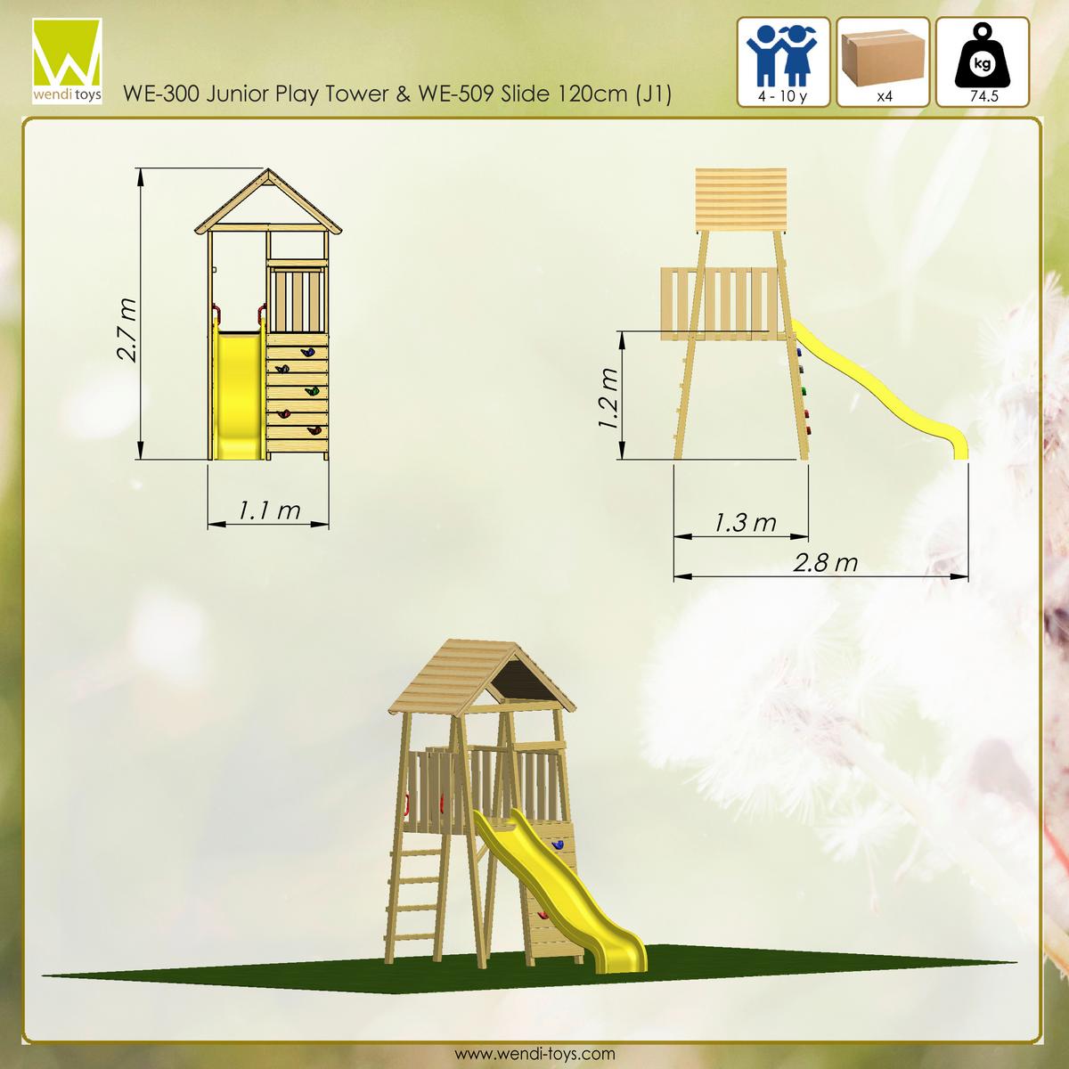 Spielturm Falke Gelb/naturfarben, B: 110 Cm - Gelb/Naturfarben, KONVENTIONELL, Holz (110/270/280cm)