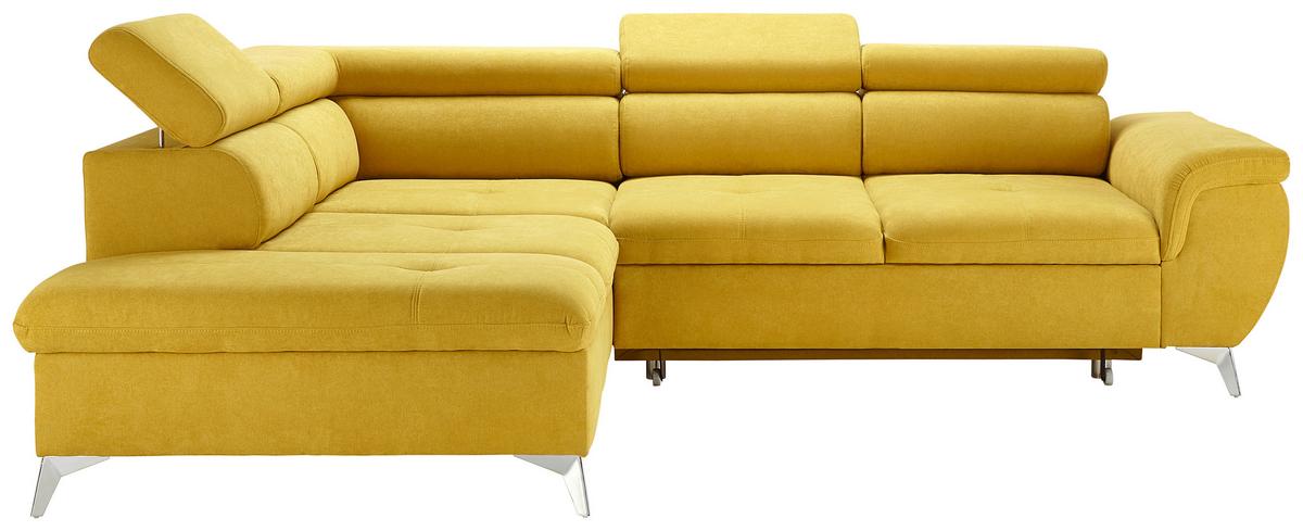 Rohová sedačka MONK, levá, žlutá - barvy stříbra/žlutá, Konvenční, kov/textil (222-271/80-101/113cm) - Mömax