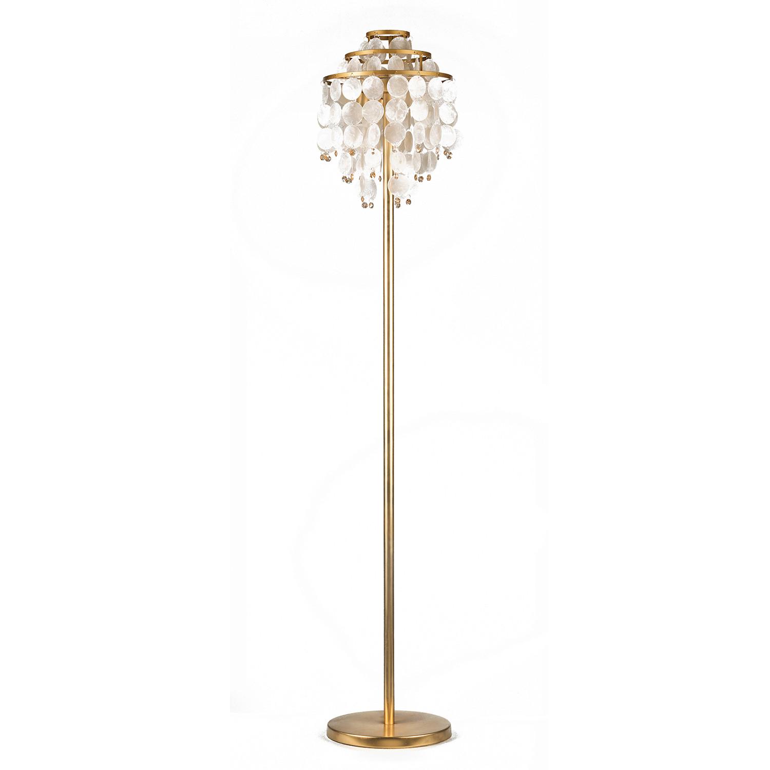 Stehleuchte Goldfarben Beige L: 30 cm - Beige/Goldfarben, KONVENTIONELL, Naturmaterialien/Kunststoff (30/30/167cm)