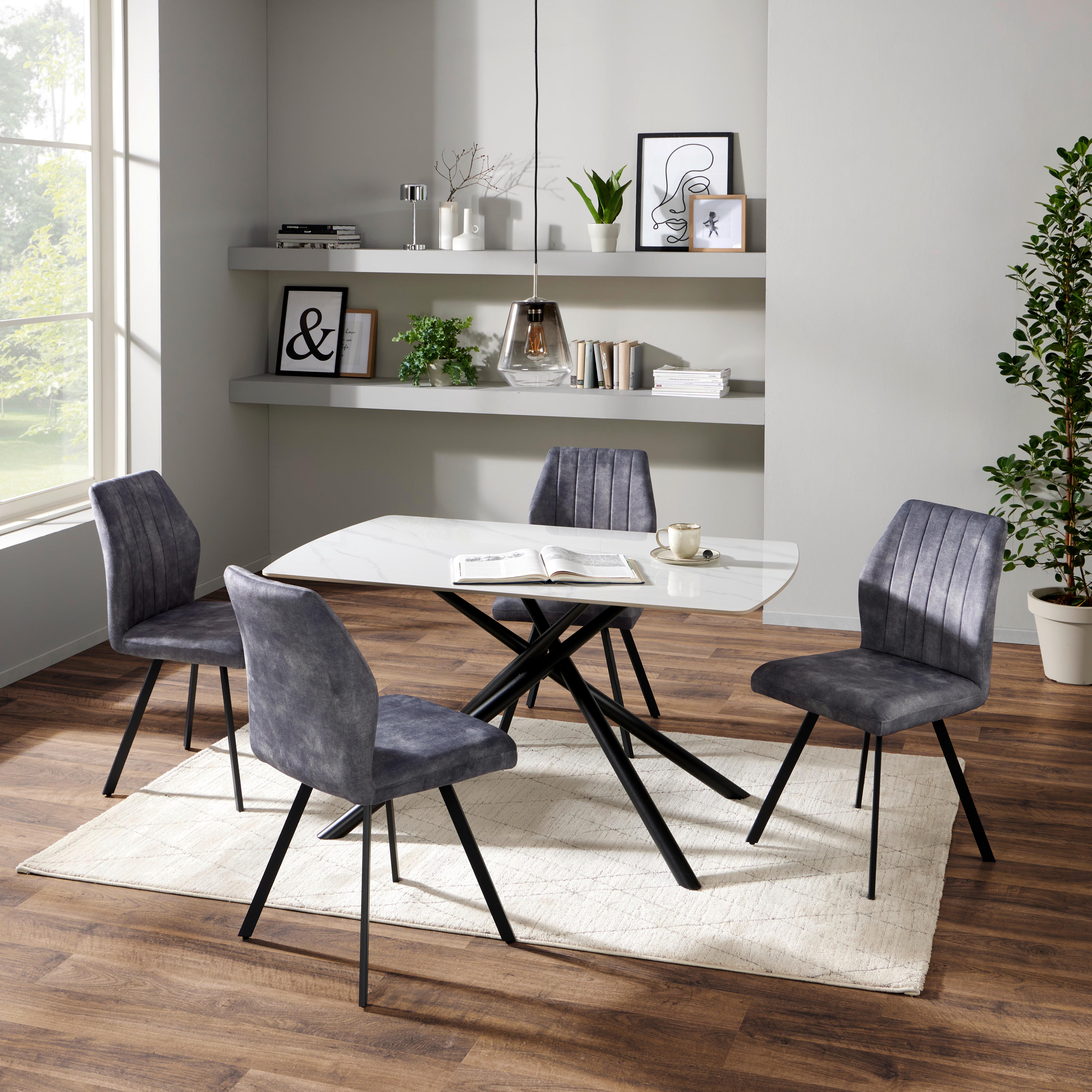 Esstisch Mailand 140x75 cm Weiß - Schwarz/Weiß, MODERN, Keramik/Metall (140/75/90cm)