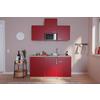 Miniküche mit Mikrowelle + Kühlschrank 150 cm Rot/Eiche - Rot, Basics, Holzwerkstoff (150cm) - Respekta