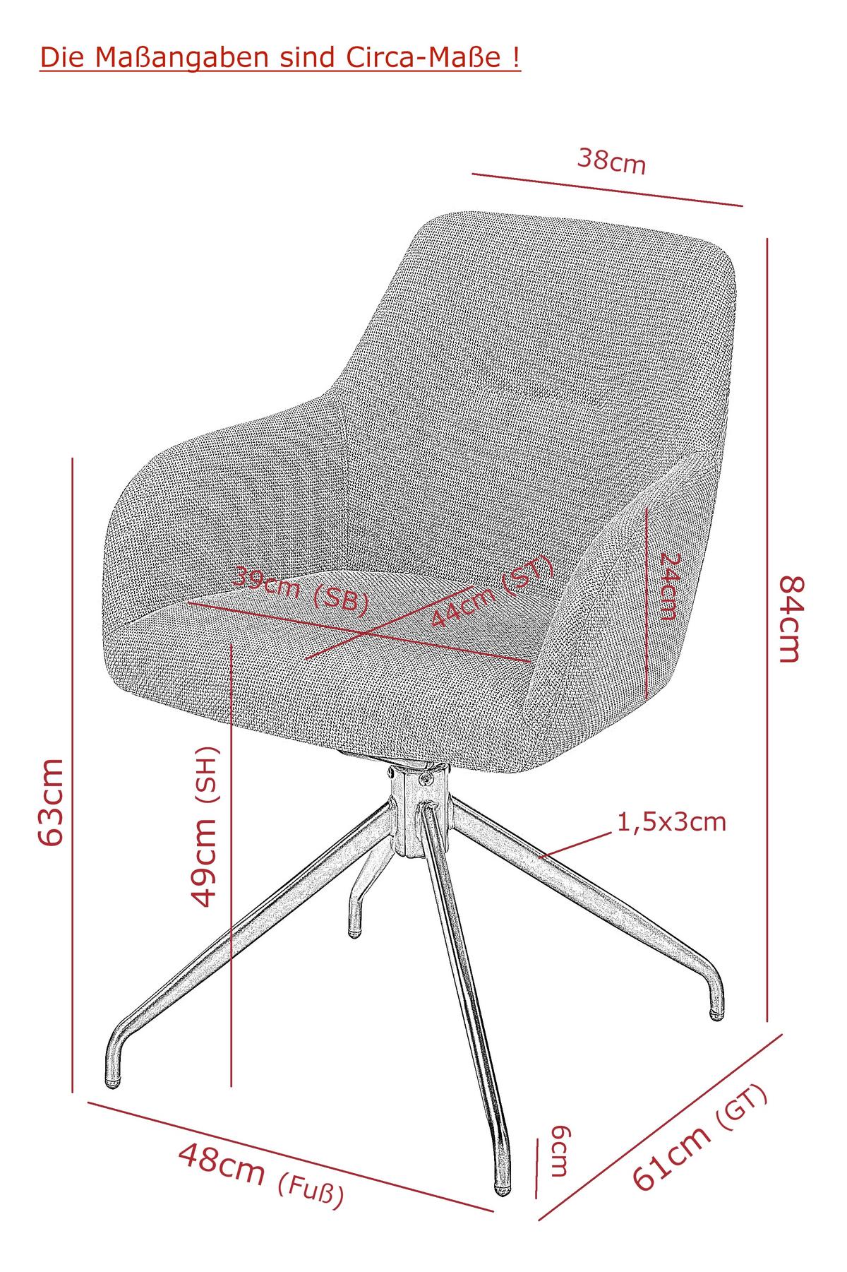 Armlehnstuhl-Set Triest S 2er-Set - Anthrazit/Schwarz, MODERN, Textil/Metall (56/83/60cm) - MID.YOU