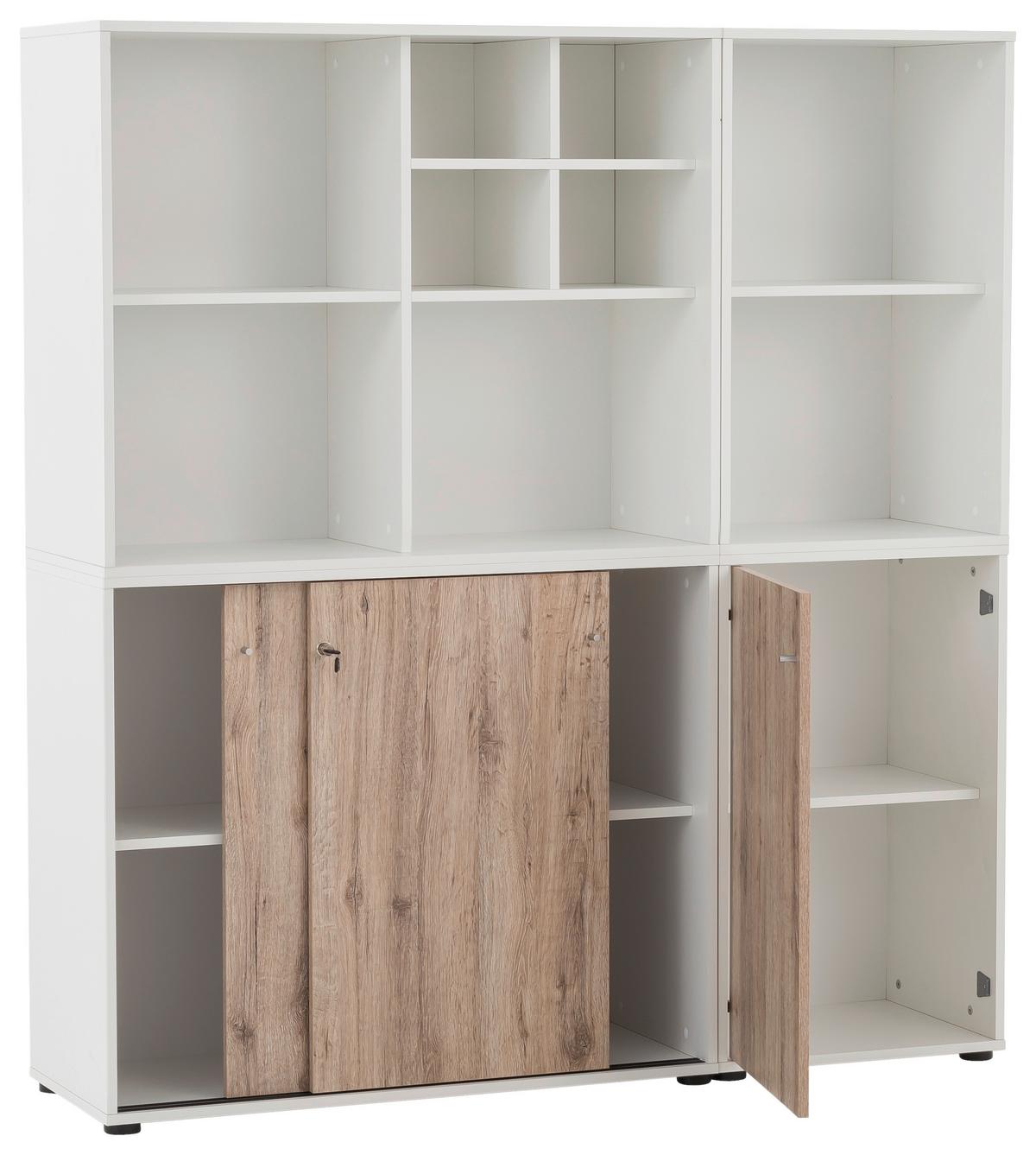 Aktenschrank Set Us1000+us510+regal - Wildeiche/Weiß, MODERN, Holzwerkstoff (165,2/151/41cm) - MID.YOU