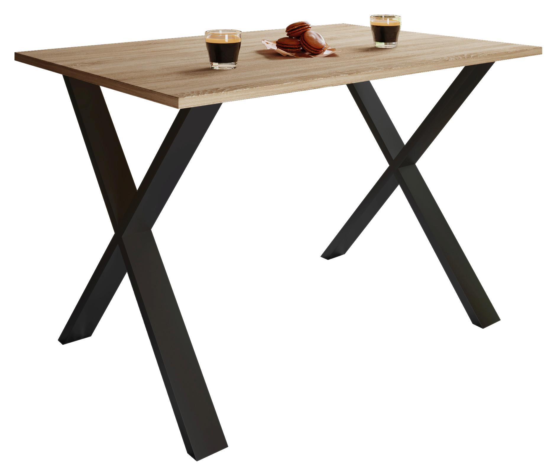 Esstisch Xona 80x80 cm Schwarz/Sonoma Eiche Dekor - Schwarz/Sonoma Eiche, Basics, Holzwerkstoff/Metall (80cm) - MID.YOU