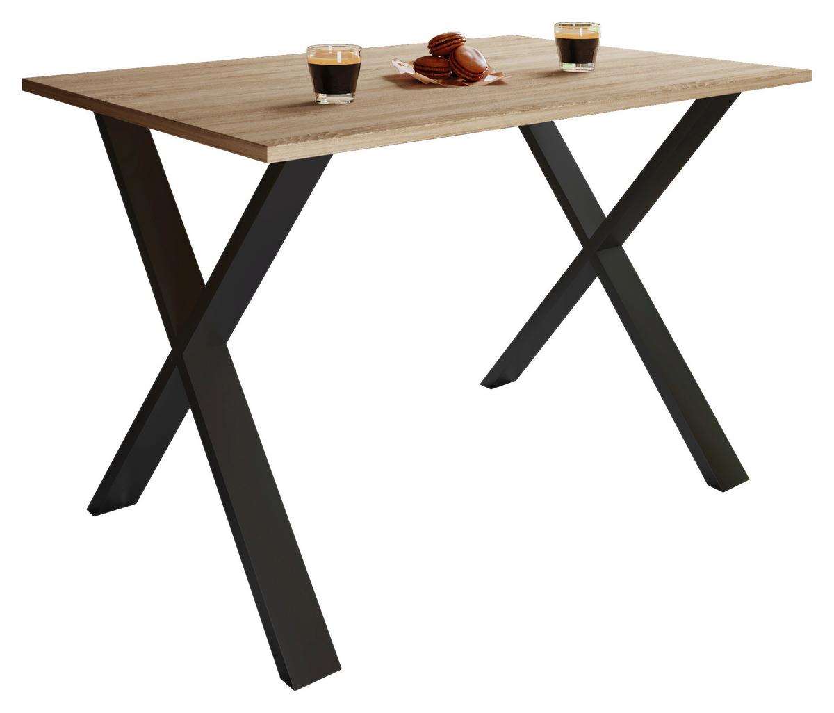 Esstisch Xona 80x80 Cm Schwarz/sonoma Eiche Dekor - Schwarz/Sonoma Eiche, Basics, Holzwerkstoff/Metall (80cm) - MID.YOU