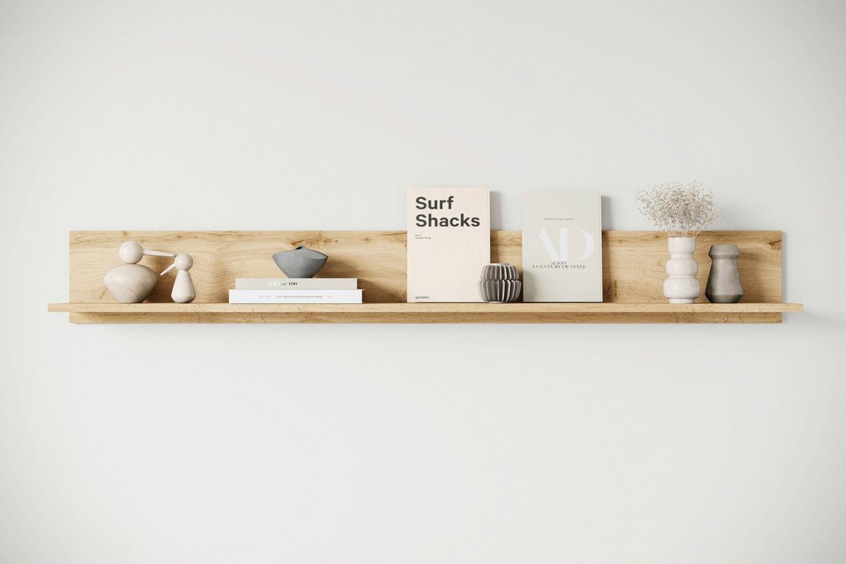 Wandboard Vera Eiche Wotan D. B: 138,5cm - Eiche Wotan, Design, Holzwerkstoff (138,5/18/12cm) - Livetastic