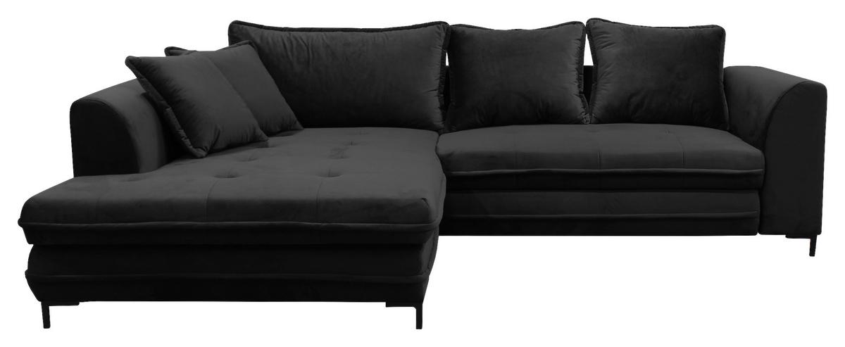 Ecksofa mit Schlaffunktion Bello mit Kissen Schwarz - Beige/Schwarz, Design, Textil (187/277cm) - Livetastic
