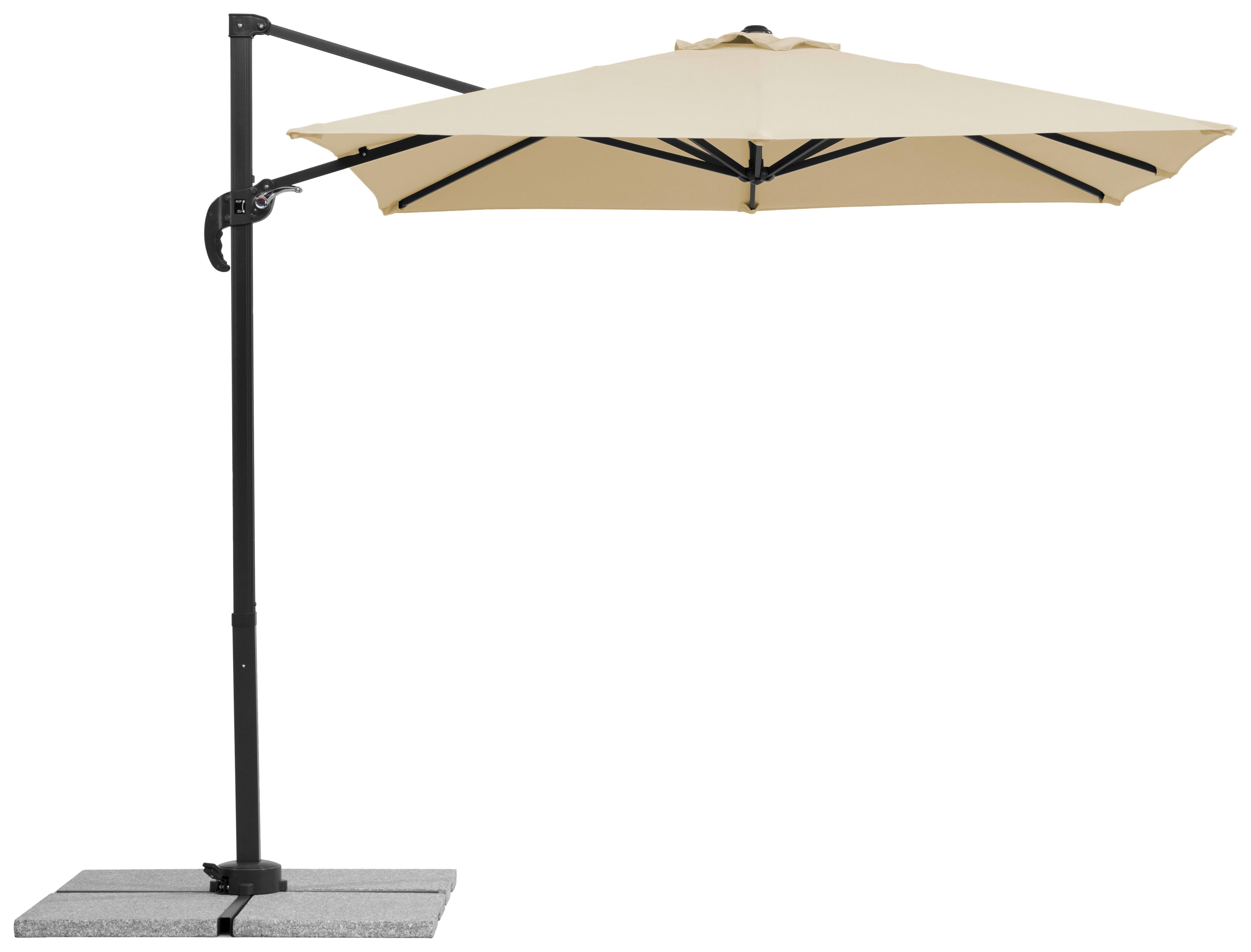 Ampelschirm Rhodos Junior BxHxT: 300x239x230 cm Naturfarben - Anthrazit/Naturfarben, Basics, Textil/Metall (300/239/230cm) - Schneider