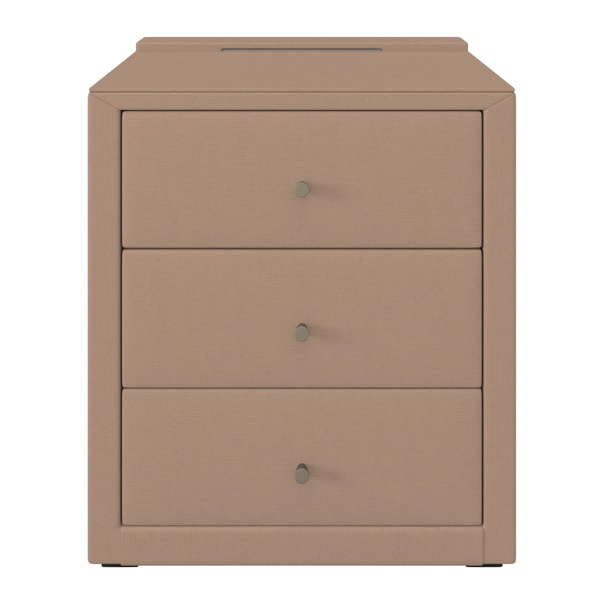 Nachtkästchen Josie - Beige/Schwarz, MODERN, Glas/Holzwerkstoff (48/56/45,5cm)