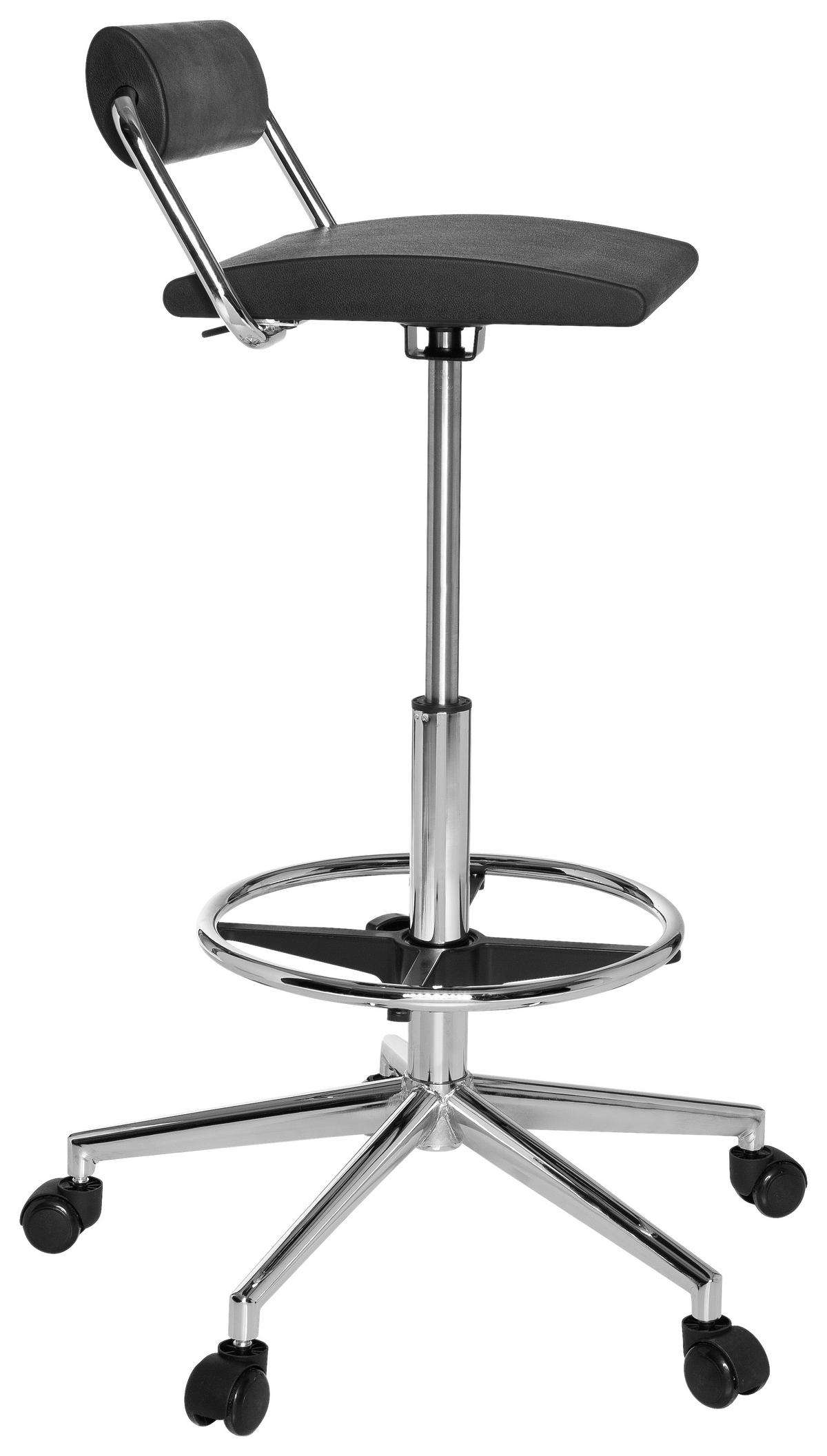 Bürohocker Top Work 28 Höhenverstellbar Schwarz - Schwarz, MODERN, Kunststoff/Metall (62/80/62cm) - MID.YOU