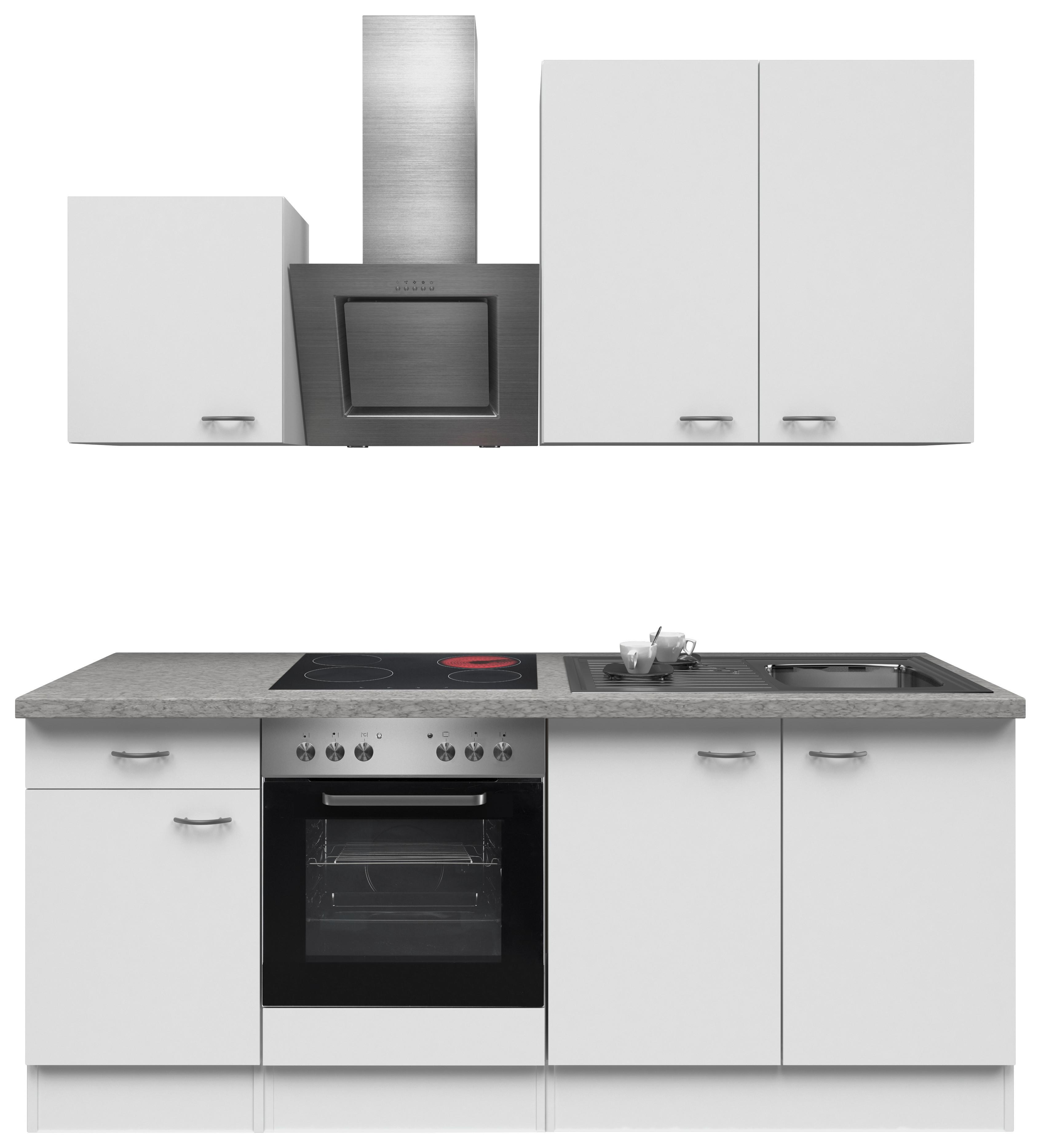 Küchenzeile Wito M. Geräten 210 Cm Grau/weiß Modern - Hellgrau/Weiß, MODERN, Holzwerkstoff (210cm) - FlexWell