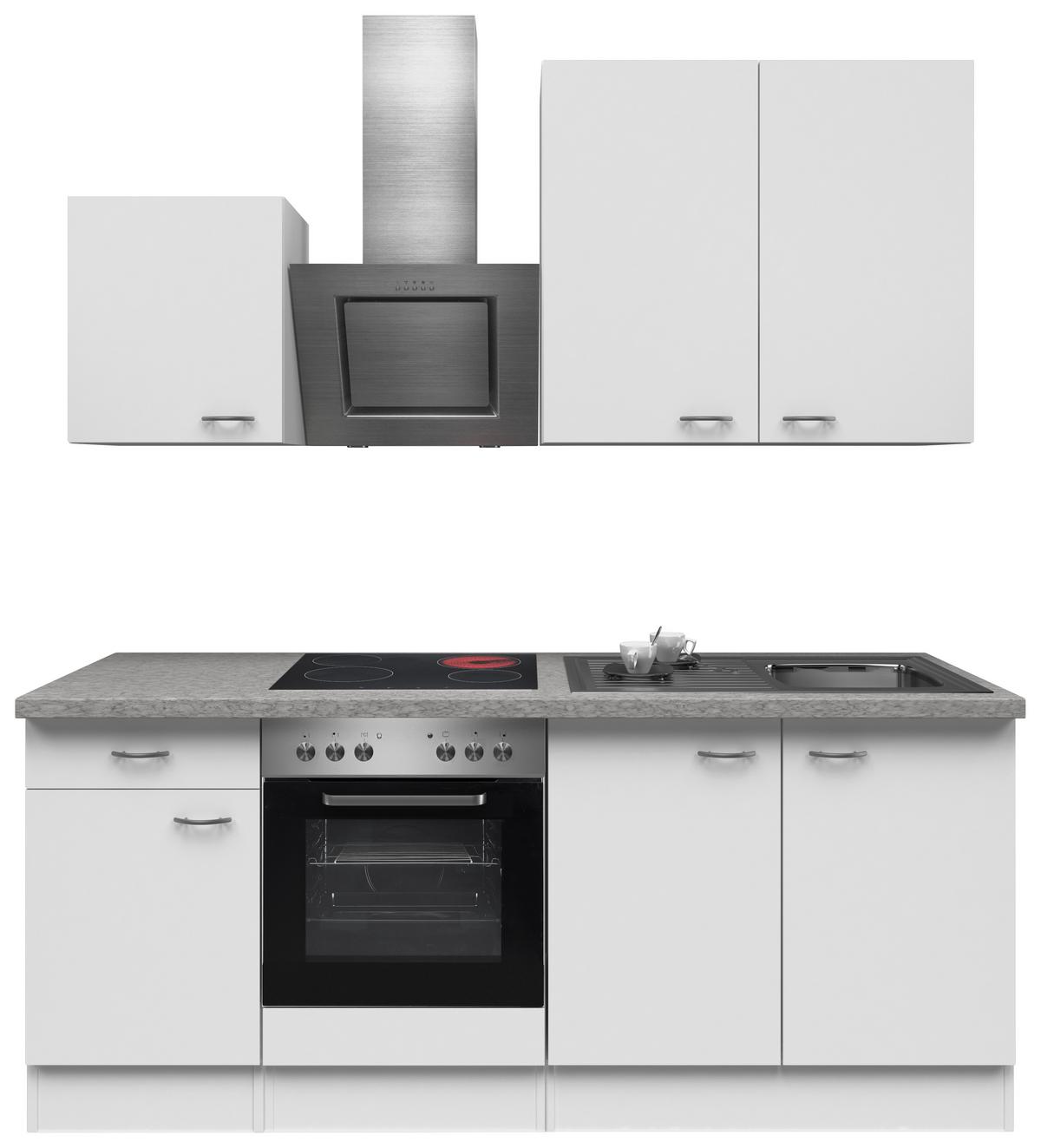 Küchenzeile Wito M. Geräten 210 Cm Grau/weiß Modern - Hellgrau/Weiß, MODERN, Holzwerkstoff (210cm) - FlexWell