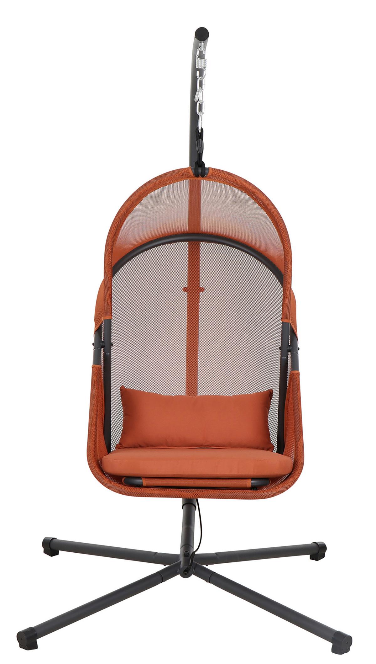 Hängesessel Mit Gestell Mit Sitz- Und Rückenkissen - Anthrazit/Rot, KONVENTIONELL, Kunststoff/Textil (123/192/102cm) - Siena Garden