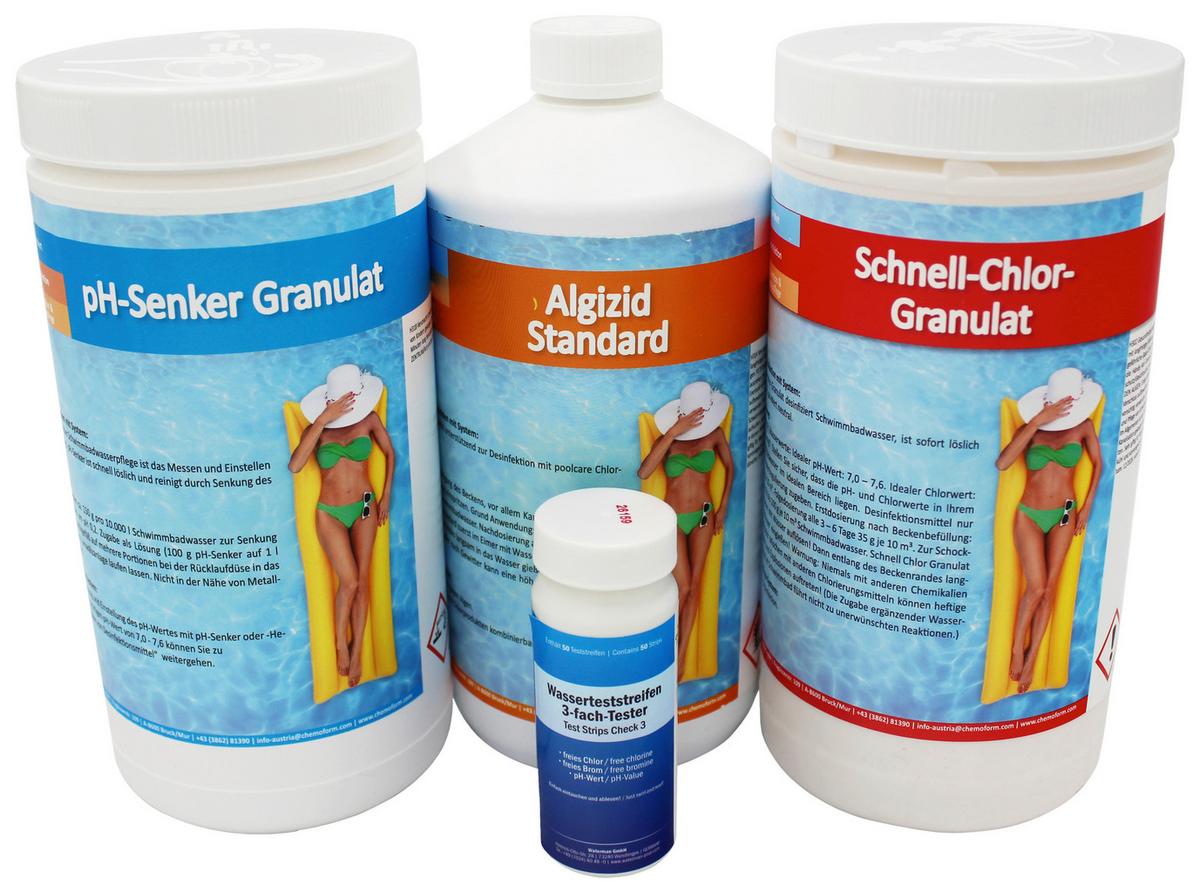 Starterset - Poolchemie 4-Tlg. Set Schnell Löslich - Multicolor, Basics, Kunststoff (30/28/12cm)