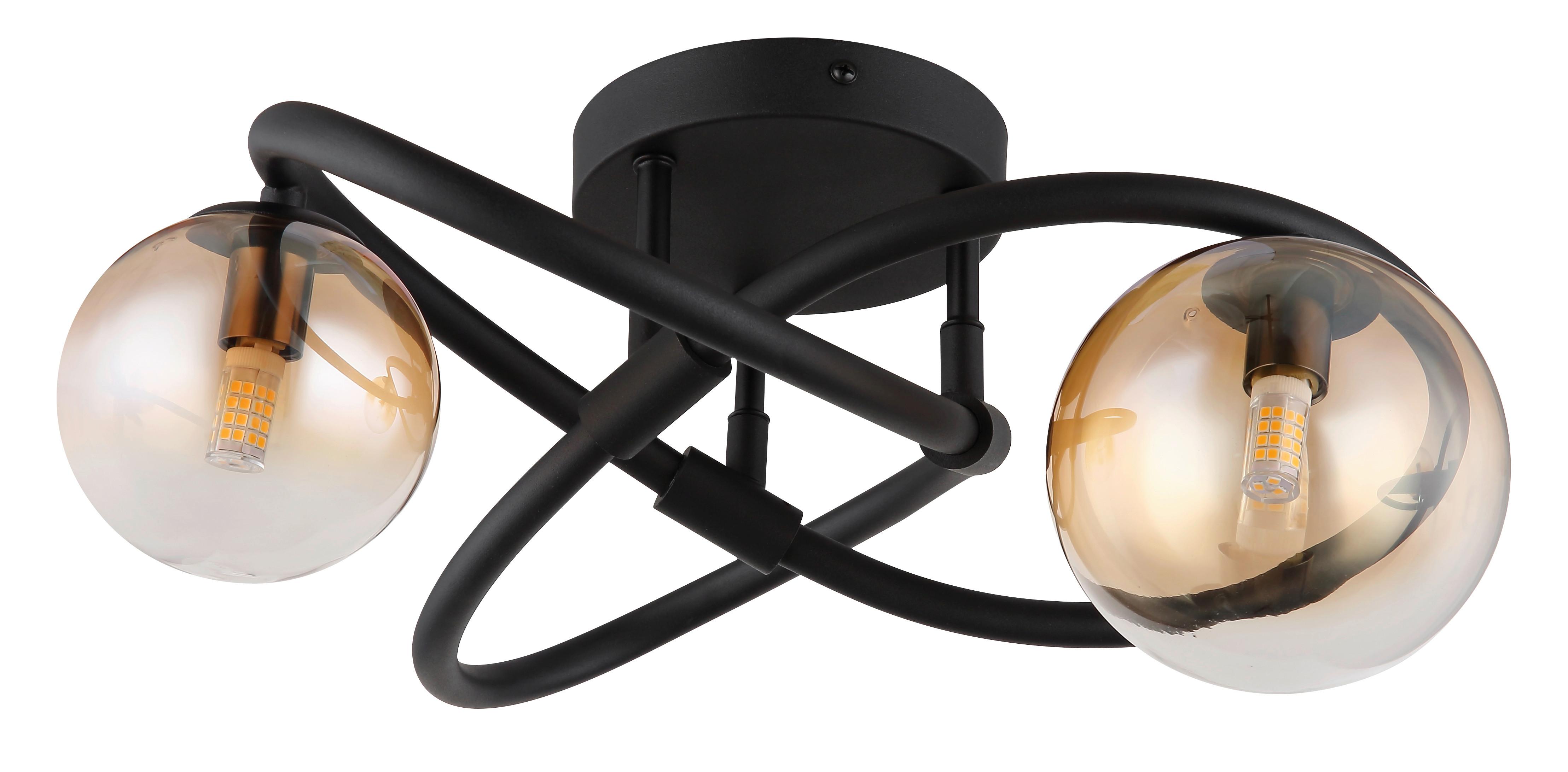 Led-deckenleuchte 56141-2d - Klar/Schwarz, Design, Glas/Metall (41/20cm) - Globo