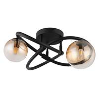 Led-deckenleuchte 56141-2d - Klar/Schwarz, Design, Glas/Metall (41/20cm) - Globo