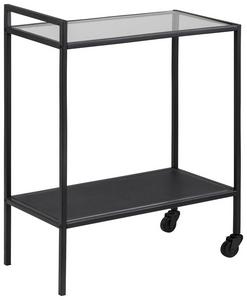 Schicke Optik in Schwarz Servierwagen in Schwarz mit Rollen und Glasablage