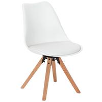 Schalenstuhl Malmö Weiß Lederlook Drehbar - Eichefarben/Weiß, MODERN, Holz/Kunststoff (56/85/49cm) - Luca Bessoni