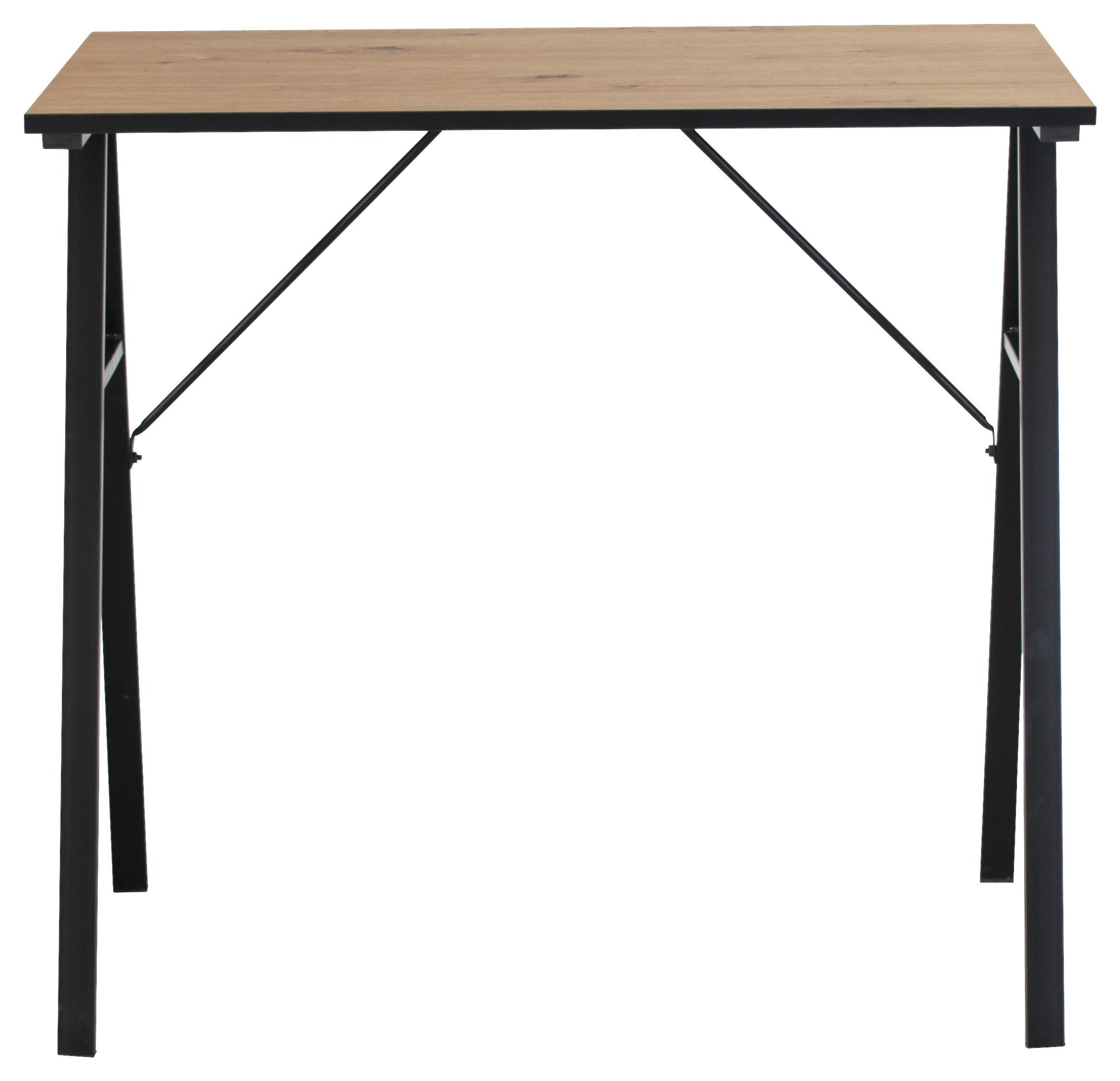 Psací stůl NIZZA - černá/dub artisan, Moderní, kov/kompozitní dřevo (80/74/50cm) - Based