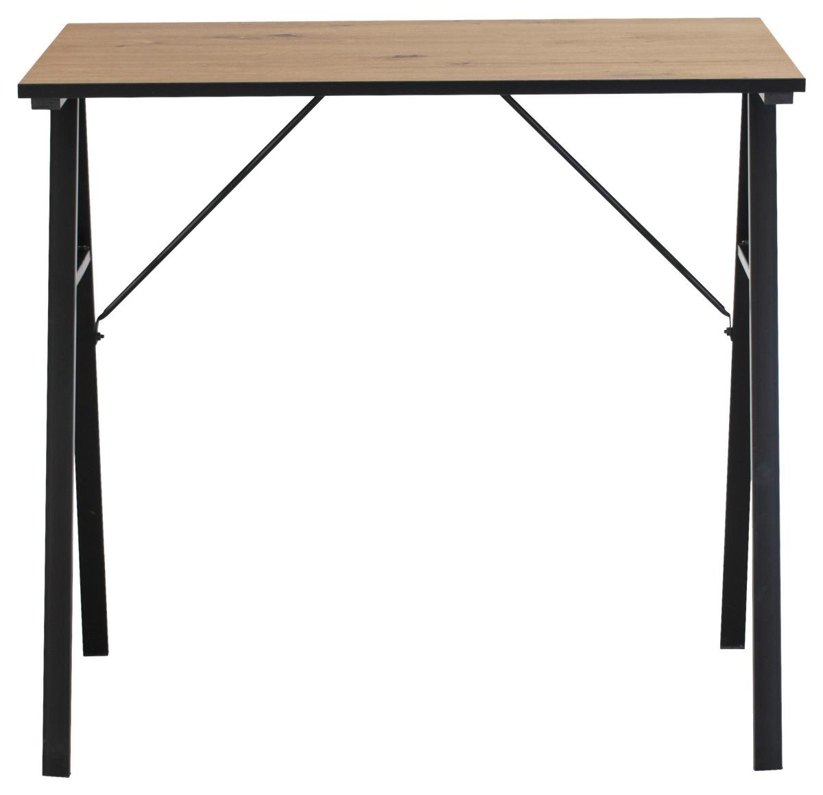 Písací stôl NIZZA - čierna/dub artisan, Modern, kov/kompozitné drevo (80/74/50cm)