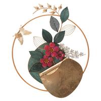 Wanddeko Gard Gold/grün/weiß/rosa B: 67 Cm - Goldfarben/Rosa, Basics, Metall (67/74/8cm)
