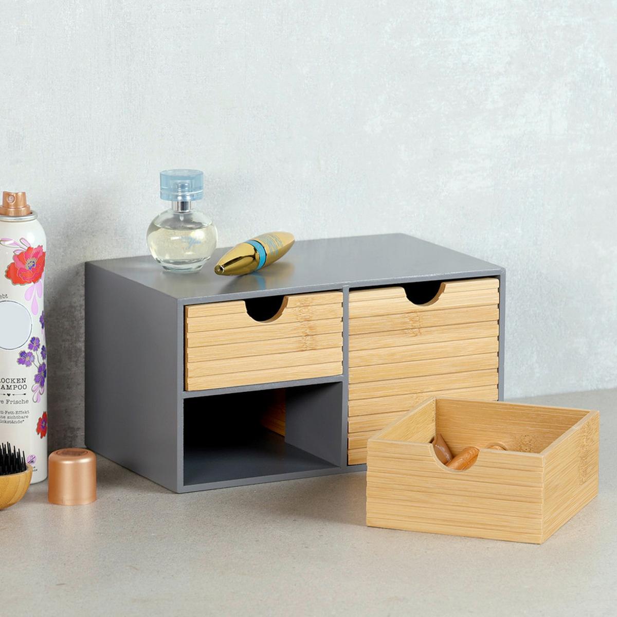 TISCHORGANIZER Bambus, standfest - Naturfarben/Grau, Basics, Naturmaterialien/Holzwerkstoff (27/16/14cm) - Kesper
