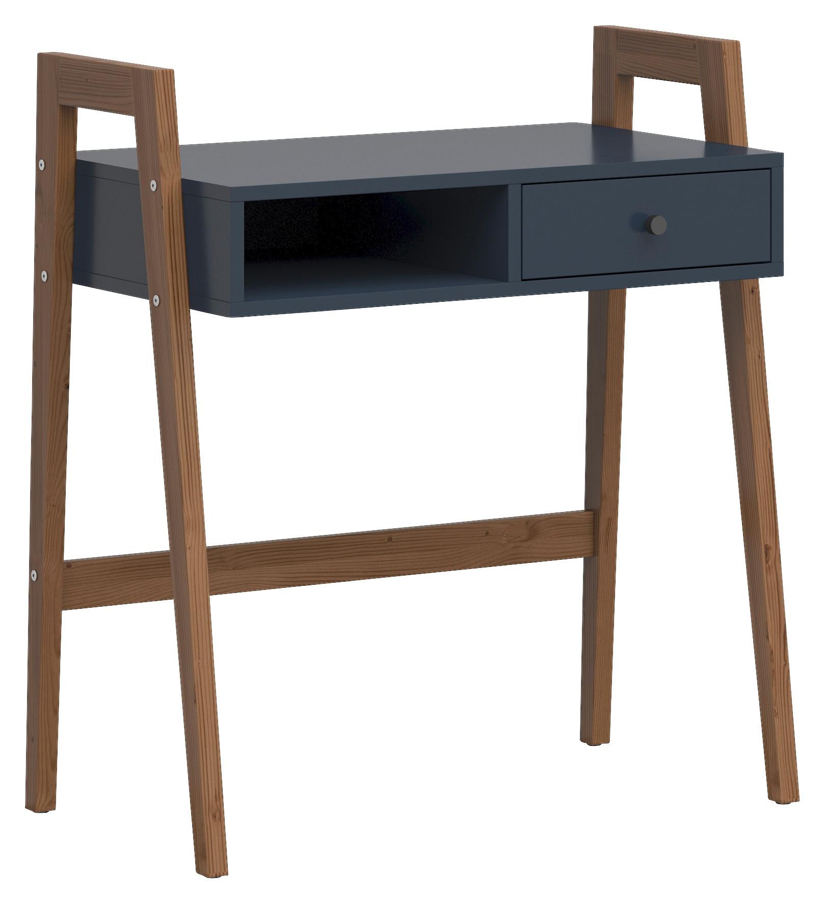 Schminktisch Albi Blau/ Lärche Dekor B: 86 cm mit Lade - Blau/Lärchefarben, KONVENTIONELL, Holzwerkstoff (86/95,5/48cm) - MID.YOU