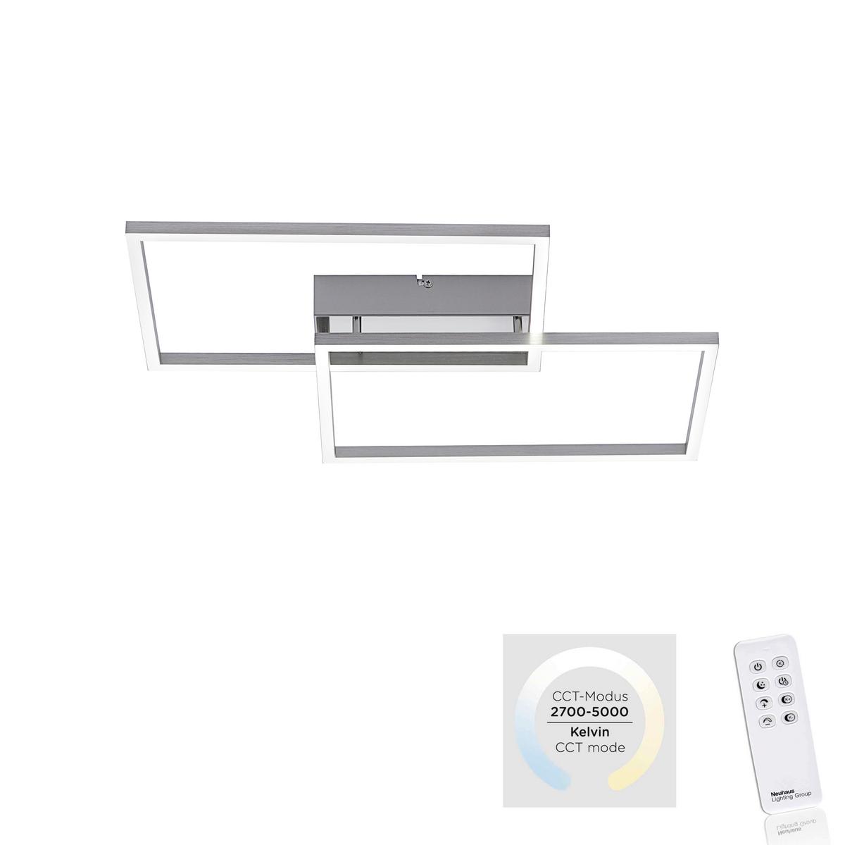 Led-deckenleuchte Iven L: 50,4 Cm Dimmbar Mir - Nickelfarben, Design, Kunststoff/Metall (50,4/42/7cm)