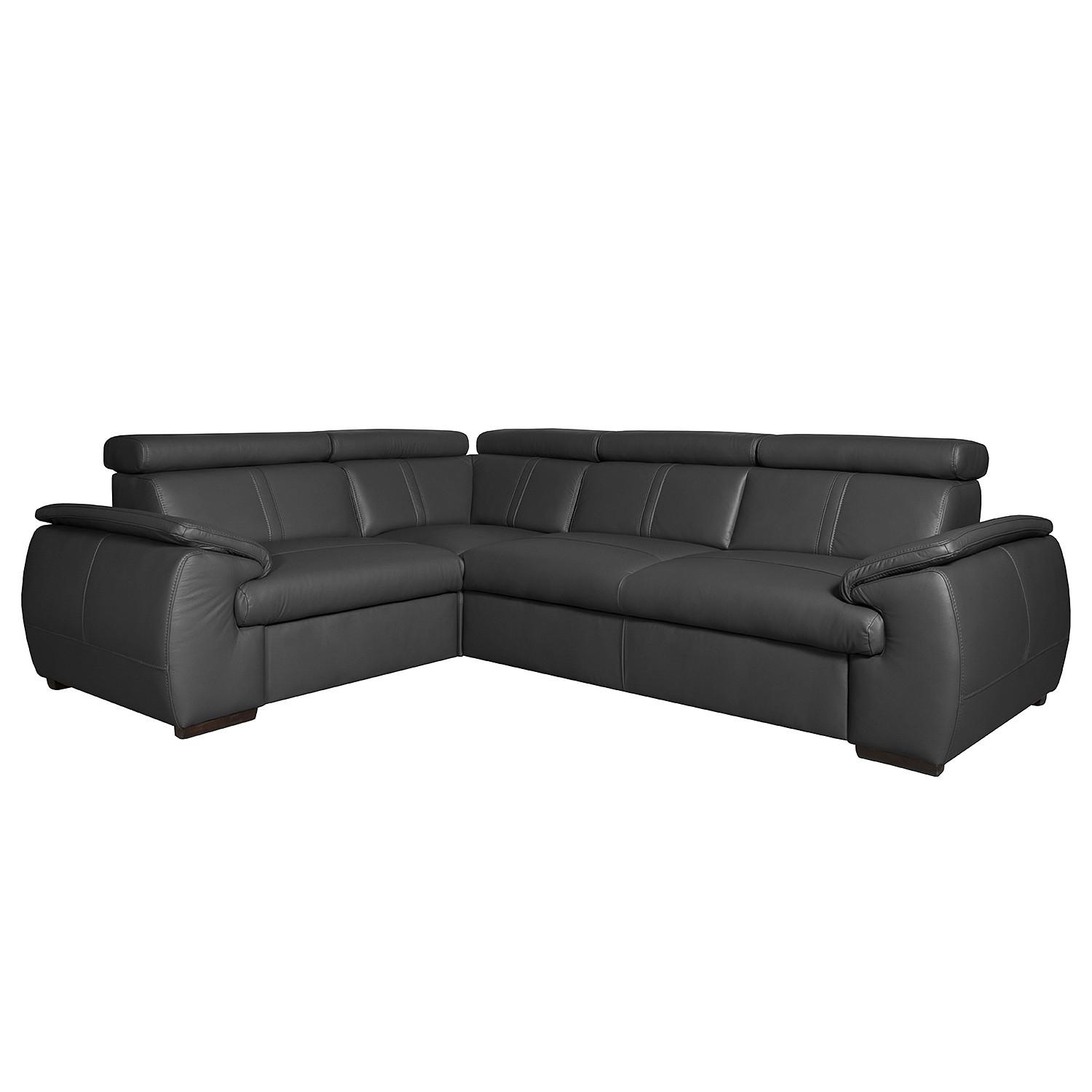 Ecksofa City Schwarz B: 193x265 cm - Wengefarben/Schwarz, Design, Leder (193/265cm) - Livetastic