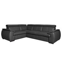 Ecksofa City Schwarz B: 193x265 cm - Wengefarben/Schwarz, Design, Leder (193/265cm) - Livetastic