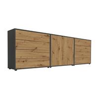 Sideboard Mailand4b:237cmeiche Artisan - Anthrazit/Schwarz, MODERN, Holzwerkstoff (237/73/33cm) - MID.YOU