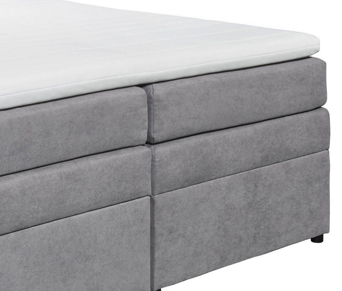 Boxspringbett Mit Topper & Bettkasten 180x200 Tacoma 3 - Hellgrau, KONVENTIONELL, Kunststoff (180/200cm) - MID.YOU