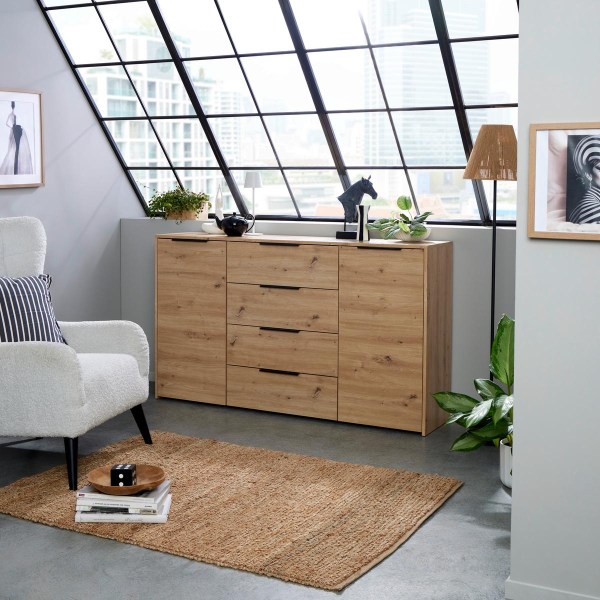 Kommode, Eichefarben Sion 2 - Eiche Artisan, MODERN, Holzwerkstoff (161/93,4/38cm)