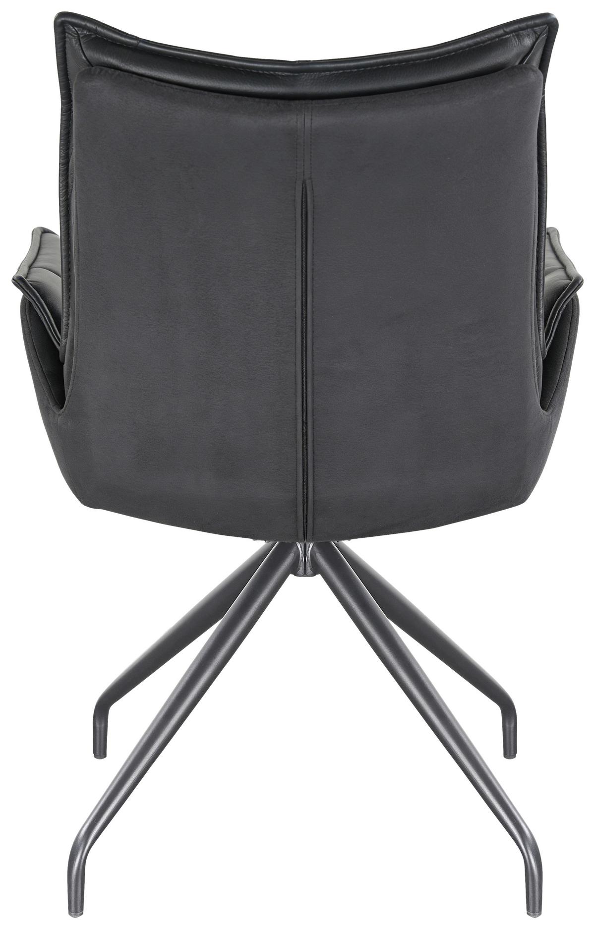 Armlehnstuhl Malin Giga Webstoff schwarz, B: 59cm - Schwarz, MODERN, Textil/Metall (61/92/66cm)