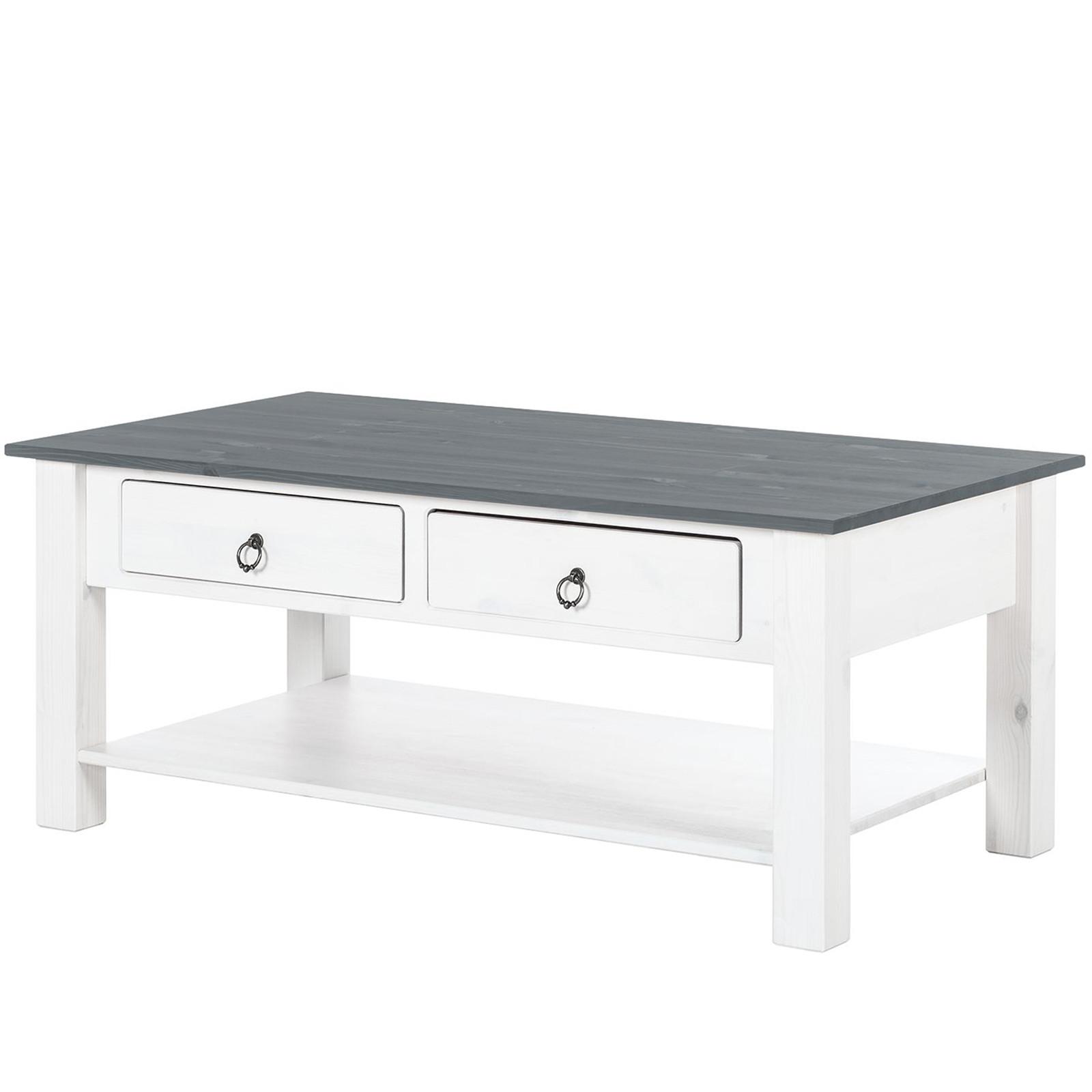 Couchtisch Ines mit Ablagefach Grau/Weiß - Weiß/Grau, Design, Holz (110/45/60cm) - MID.YOU