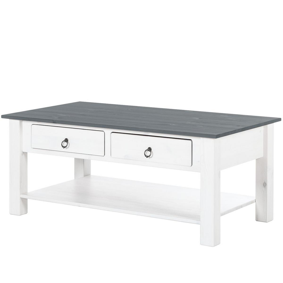 Couchtisch Ines mit Ablagefach Grau/Weiß - Weiß/Grau, Design, Holz (110/45/60cm) - MID.YOU