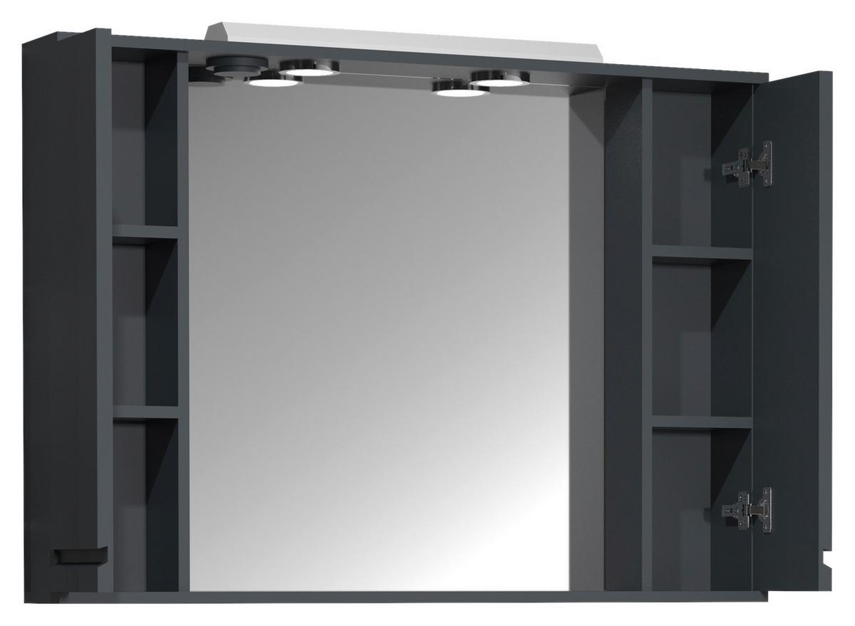 Spiegelschrank Silora Xl - Anthrazit, MODERN, Glas/Holzwerkstoff (100/71/14cm) - MID.YOU