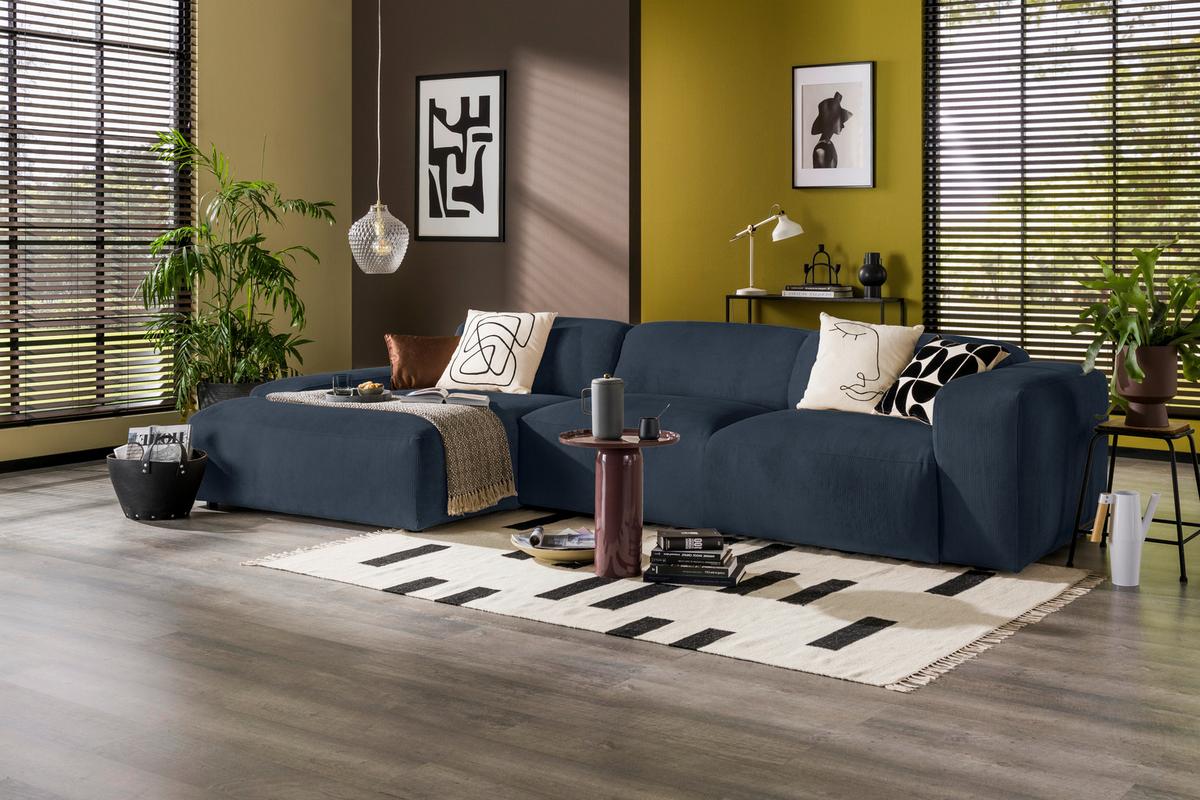 Ecksofa Hannah Blau 170x343 cm - Blau/Schwarz, Design, Textil (170/343cm) - MID.YOU