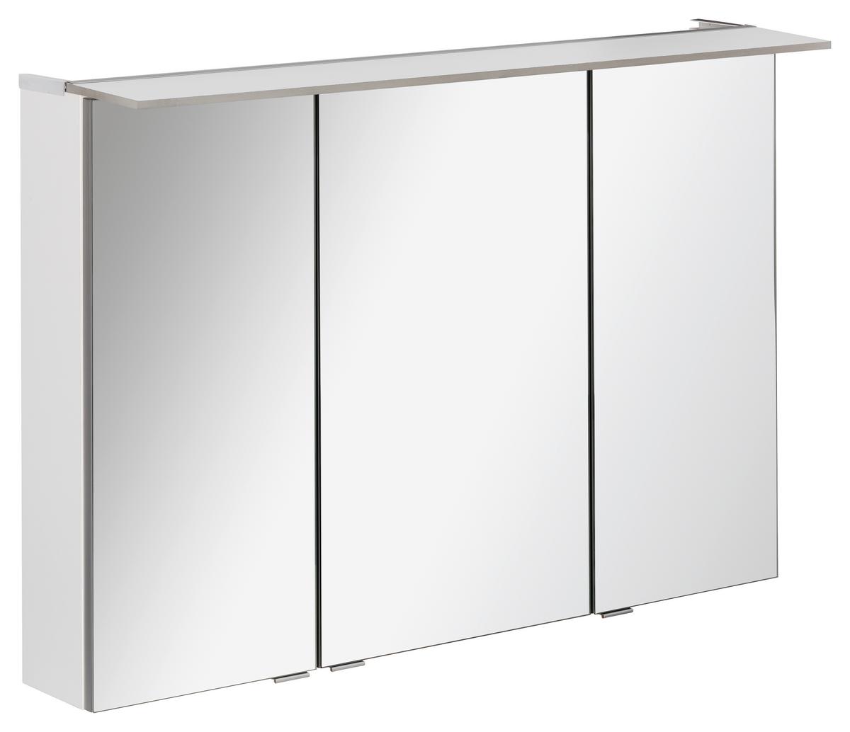 Spiegelschrank B.perfekt + Led Bht: 100x69,5x23,5 Cm Weiß - Silberfarben/Weiß, MODERN, Glas/Holzwerkstoff (100/69,5/23,5cm) - MID.YOU