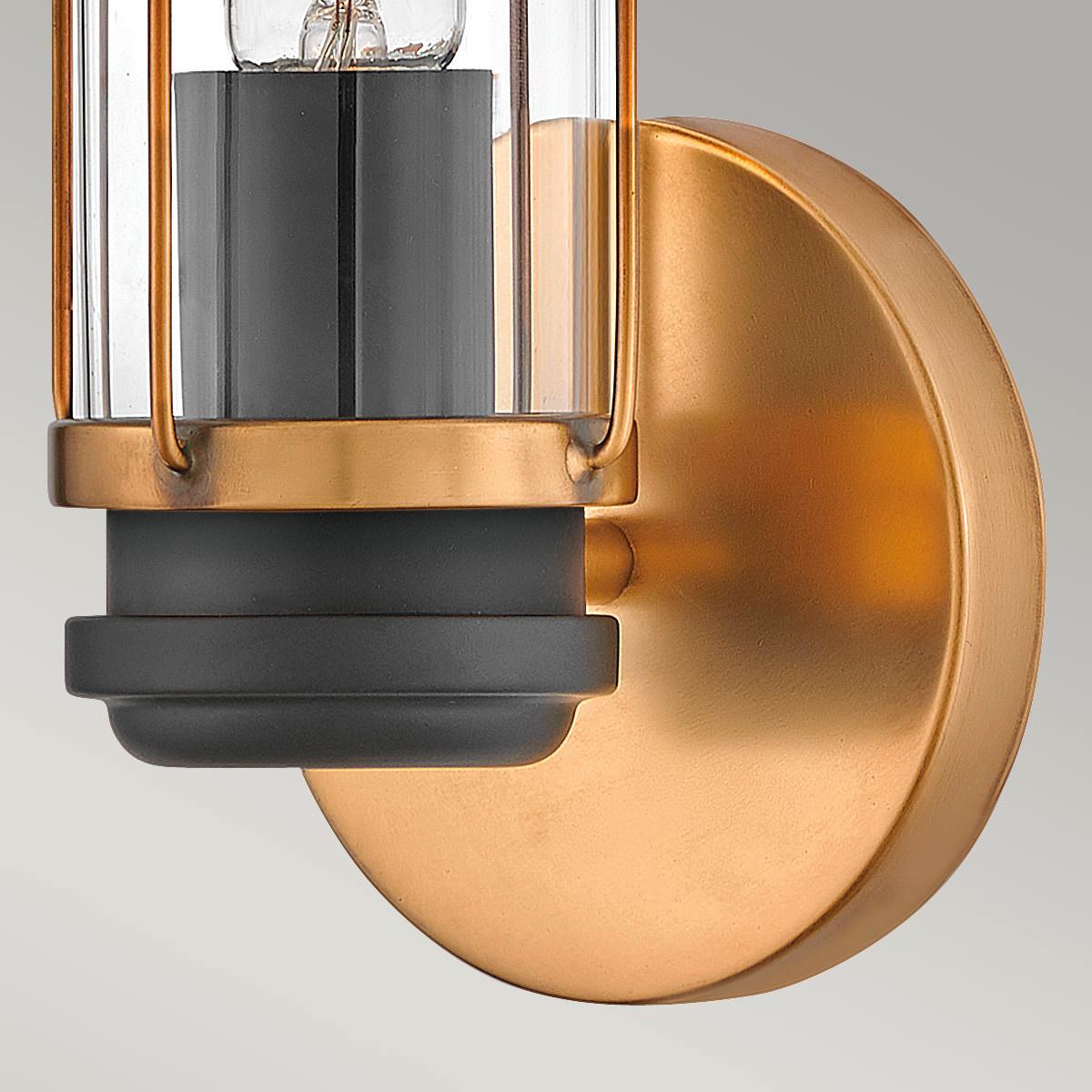 Bad-wandleuchte Ip44 Schwarz/messingfarben - Messingfarben/Schwarz, KONVENTIONELL, Glas/Metall (35,1/12,2/12,8cm) - Elstead Lighting