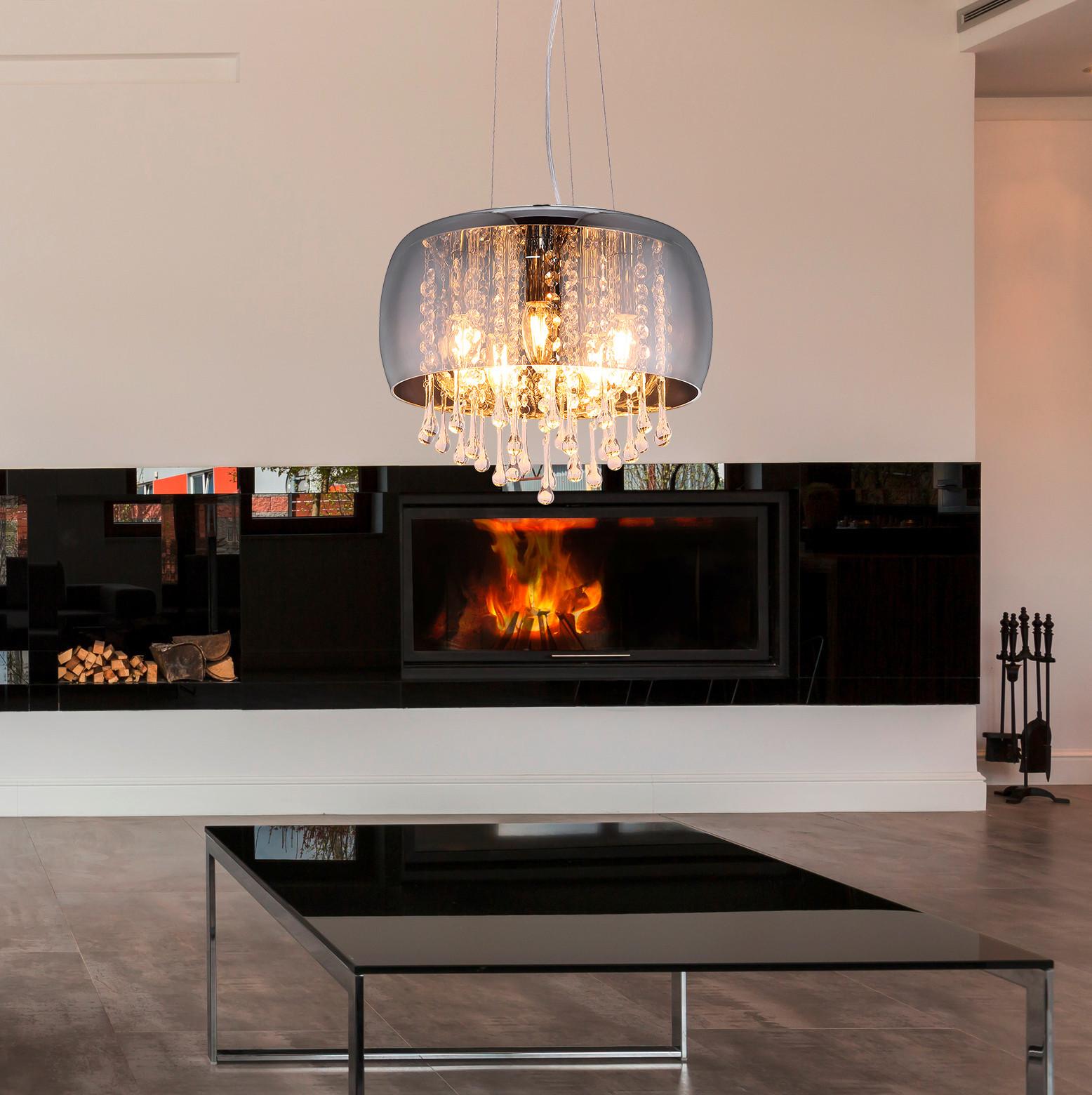 Hängeleuchte Kalla H: 1200 Cm 5- Flammig - Klar/Chromfarben, Basics, Glas/Metall (44/120cm) - Globo