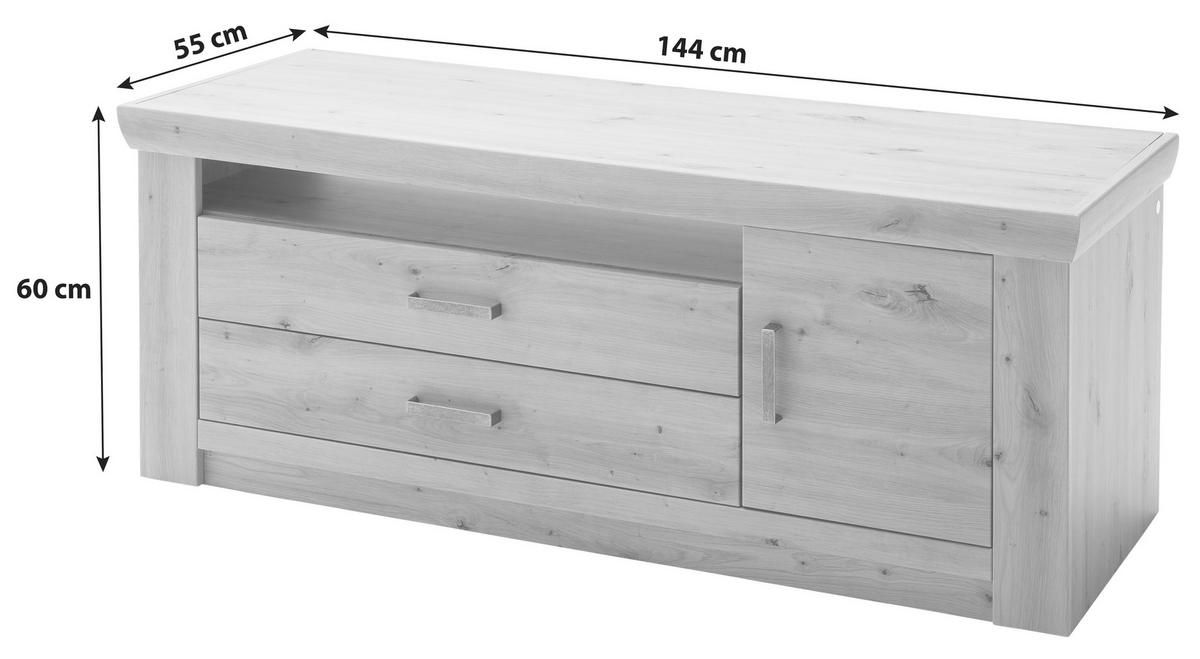 TV-Element Meran B: 144 cm Eiche Dekor - Eichefarben, Design, Holzwerkstoff (144/60/55cm) - Livetastic