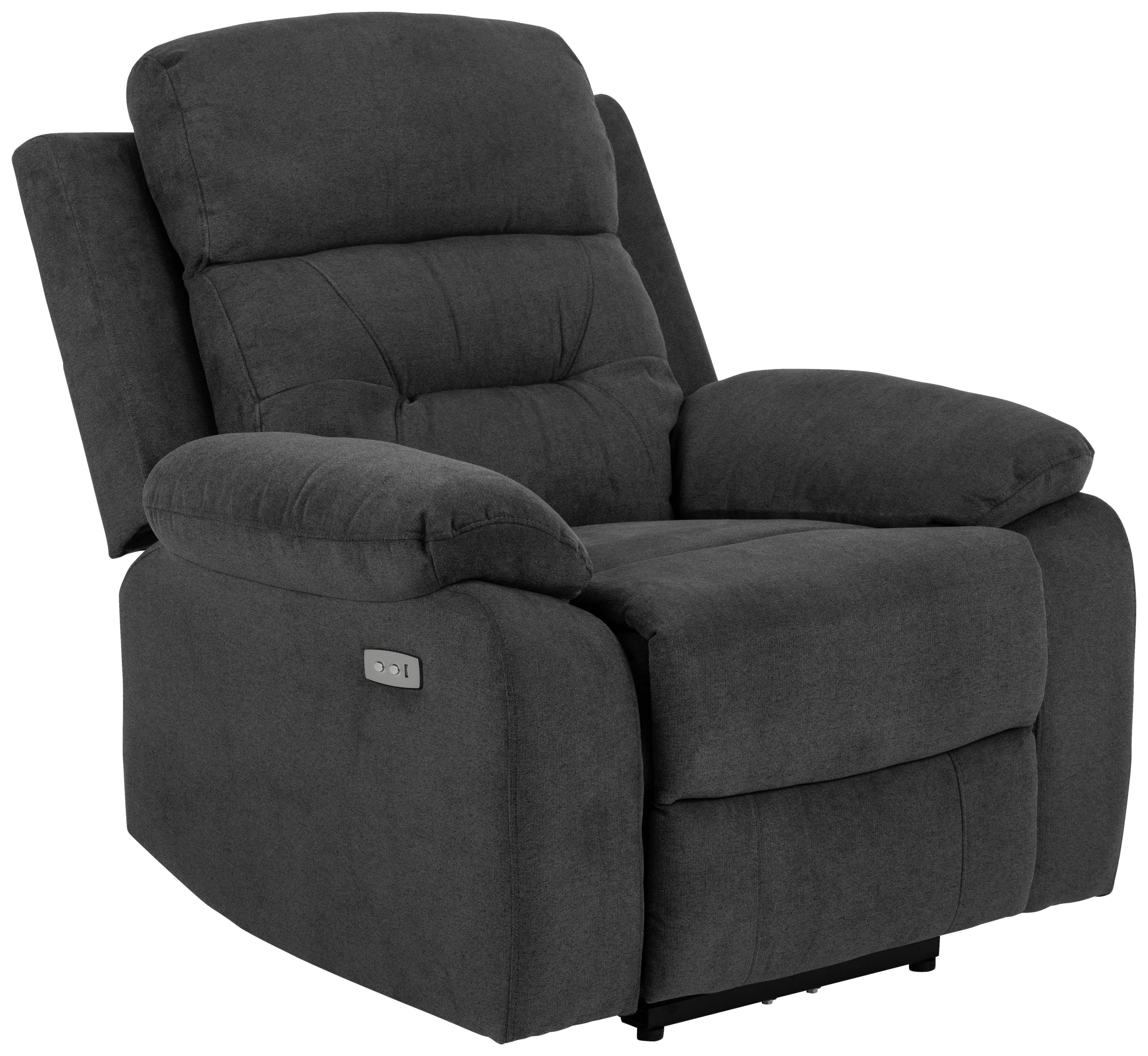 Fernsehsessel elektrisch Vansbro Chenille-Bezug Grau - Dunkelgrau/Schwarz, KONVENTIONELL, Textil (92/98/96cm) - MID.YOU
